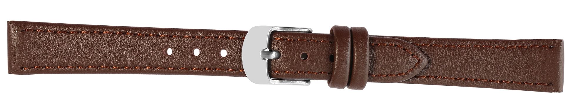 Uhrenarmband aus Echtleder, genäht, dunkelbraun, 10 mm