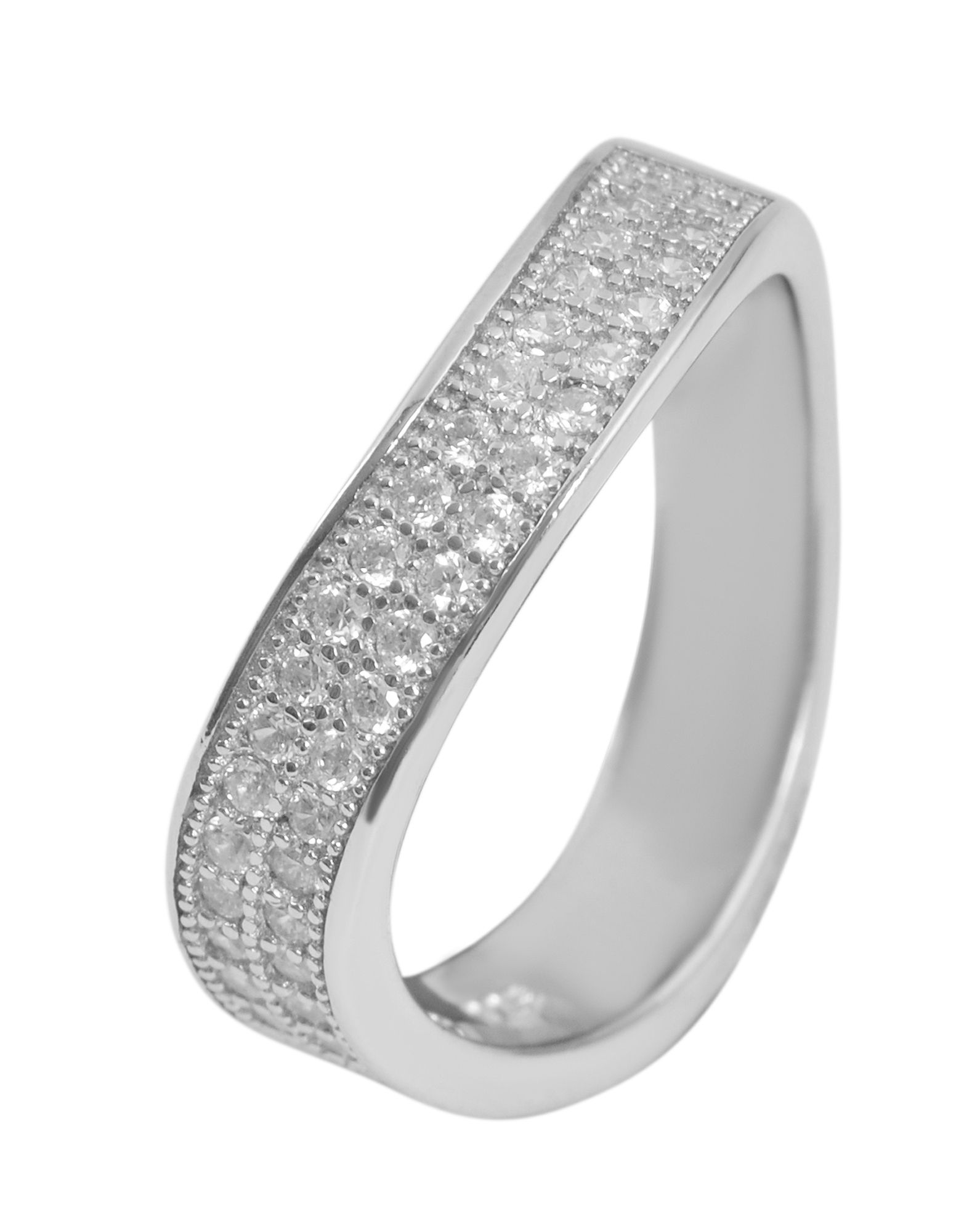 925 Echt Silber Ring, Zirkoniabesatz, 925/rhodiniert, Gr. 53