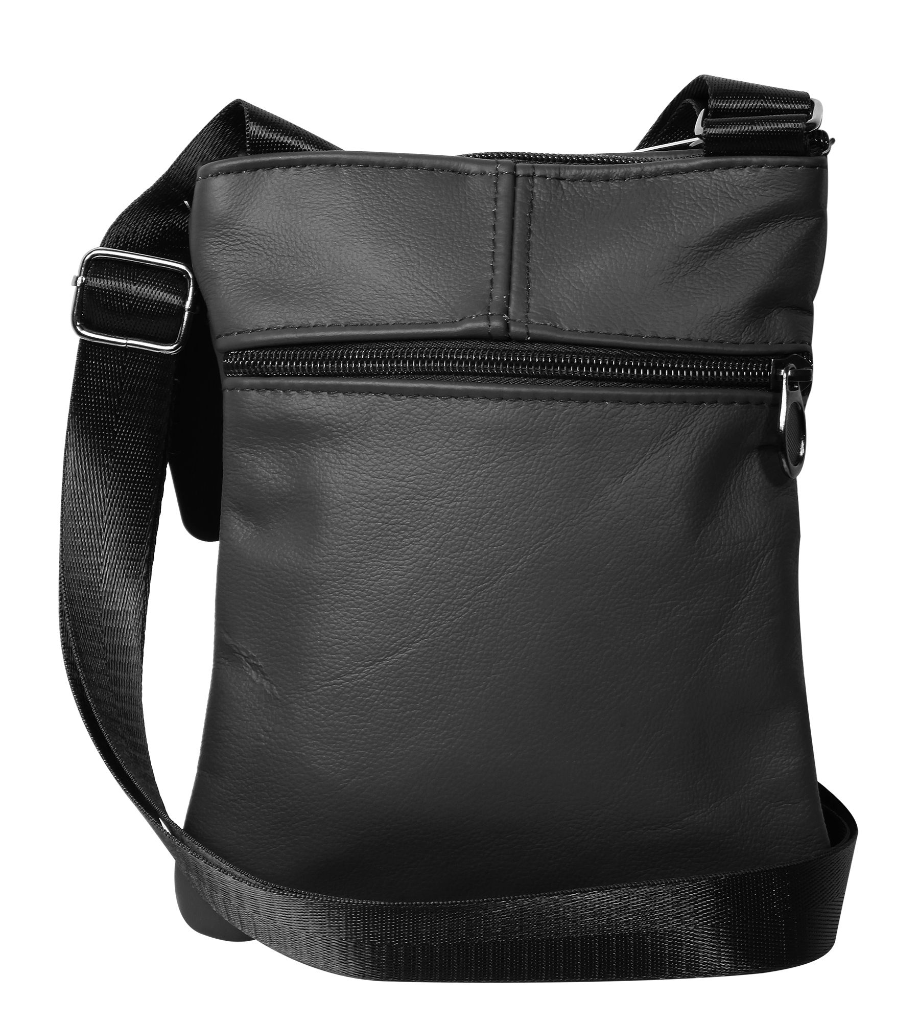 Umhängetasche aus Echtleder, Unisex, schwarz