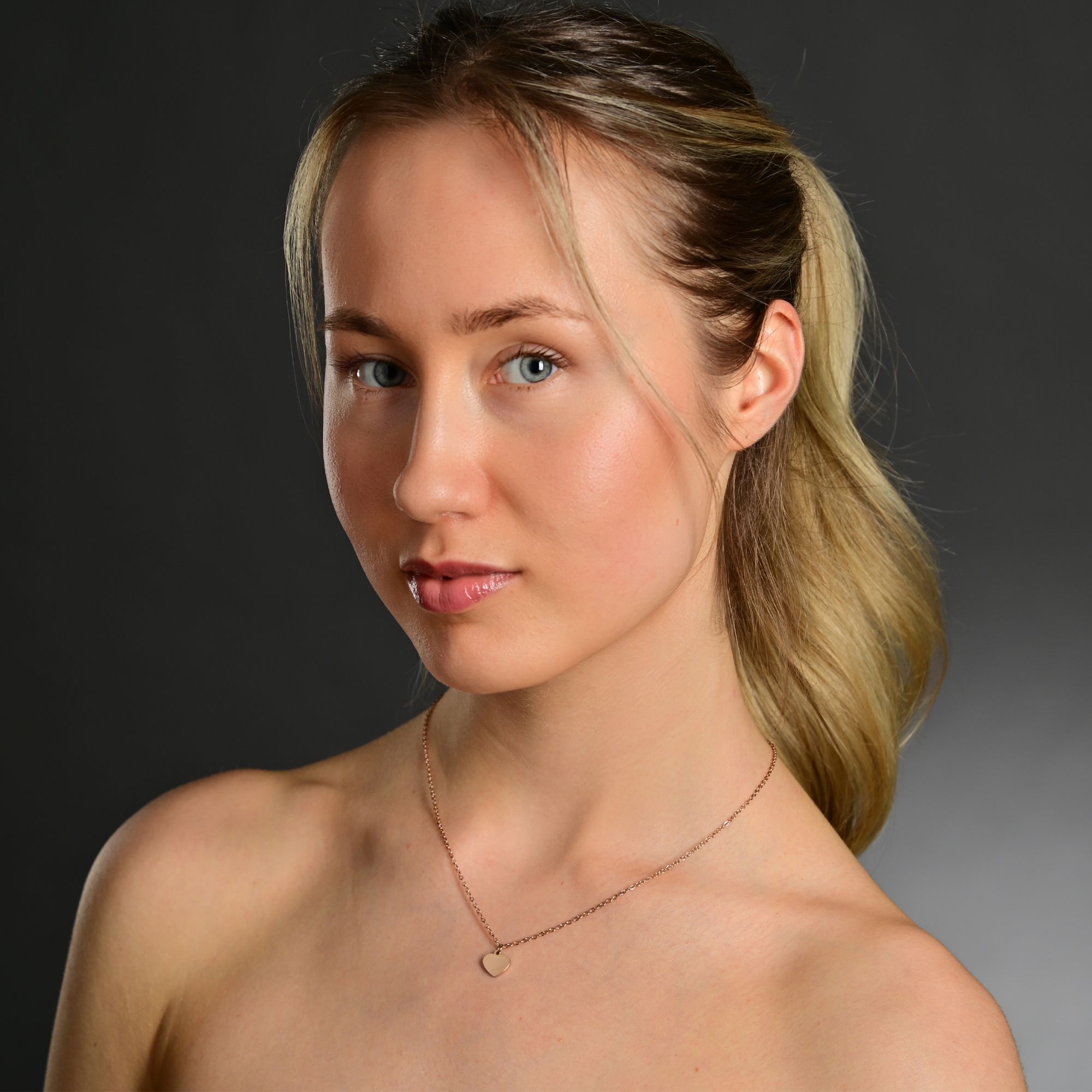 "Katrin", Edelstahl Kette mit Anhänger - Herz, Gravur, 45 + 5 cm, roségoldfarben
