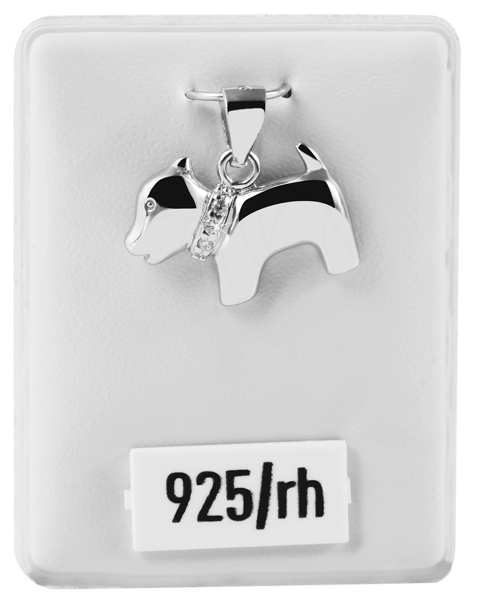 "Petty", 925/- Echt Silber Anhänger, Hund, Zirkonia, rhodiniert