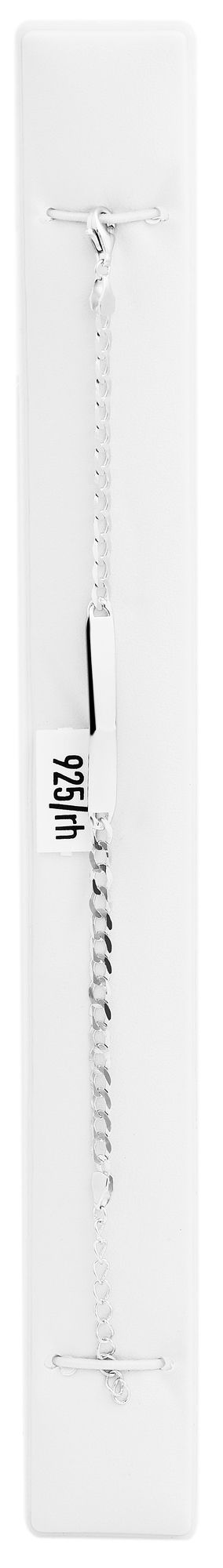 925/- Echt Silber Identarmband "Siwar", 925 Silber/rhodiniert, 17 + 3 cm