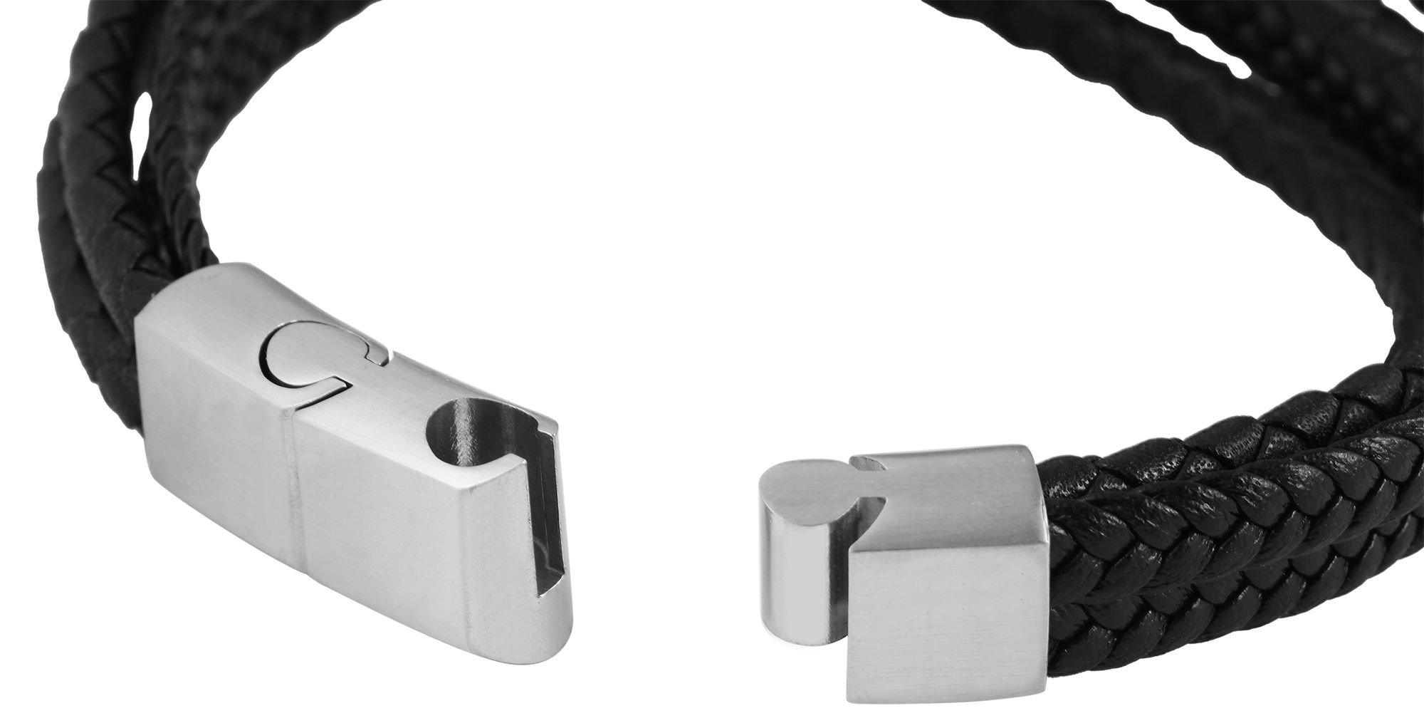 Akzent Echtlederarmband in schwarz mit Magnetschließe