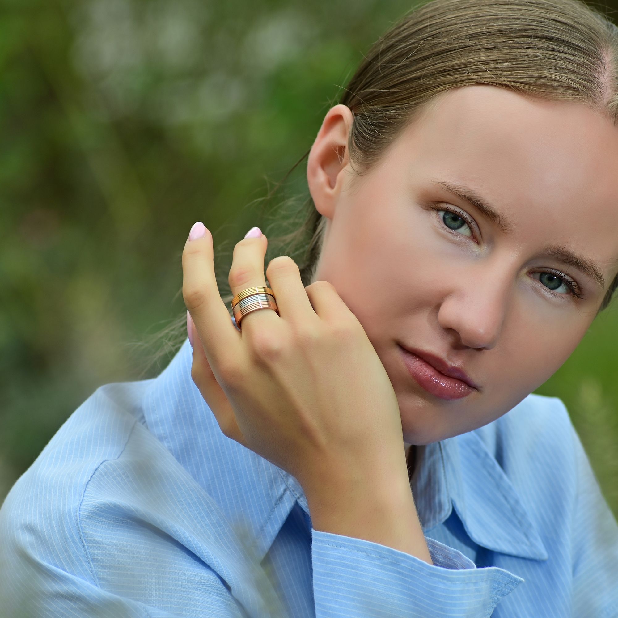 "Dorothé" Damen Ringe, Edelstahl, 3 Ringe/ Pack, Gr. 54