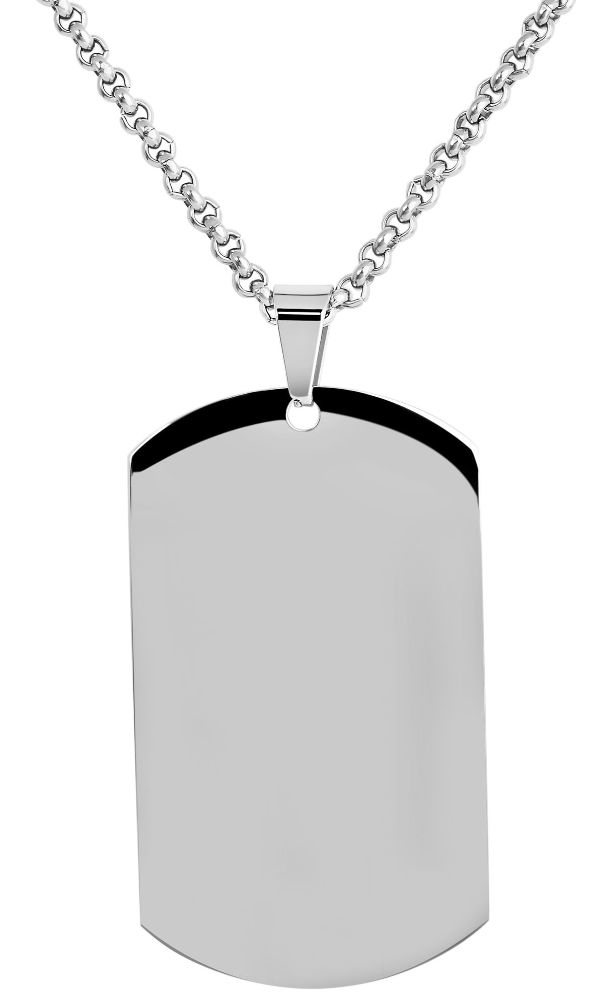 "Asha" Akzent Edelstahl Gravuranhänger/ Dog Tag, 50 x 29 mm, silberfarben