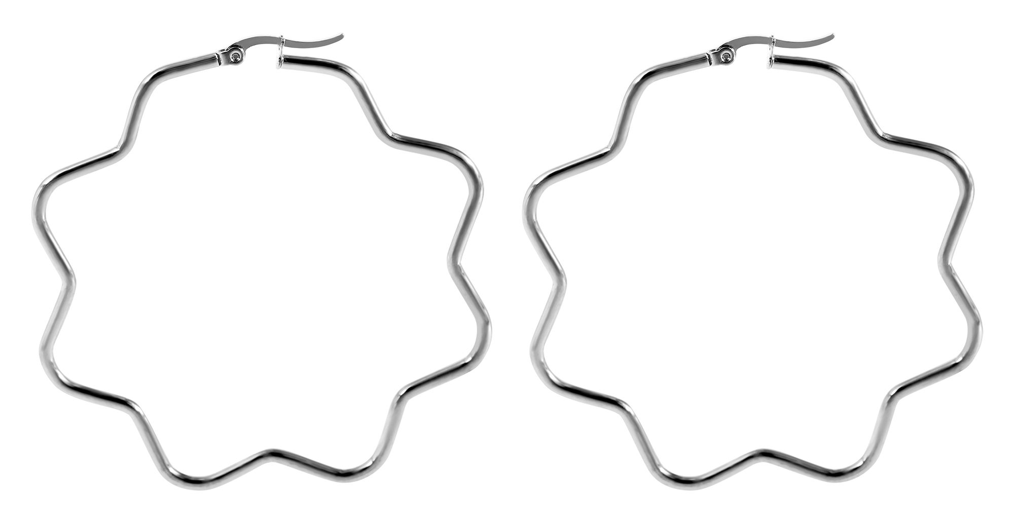 Akzent Edelstahl Creolen, Blume, 65 mm, silberfarbig