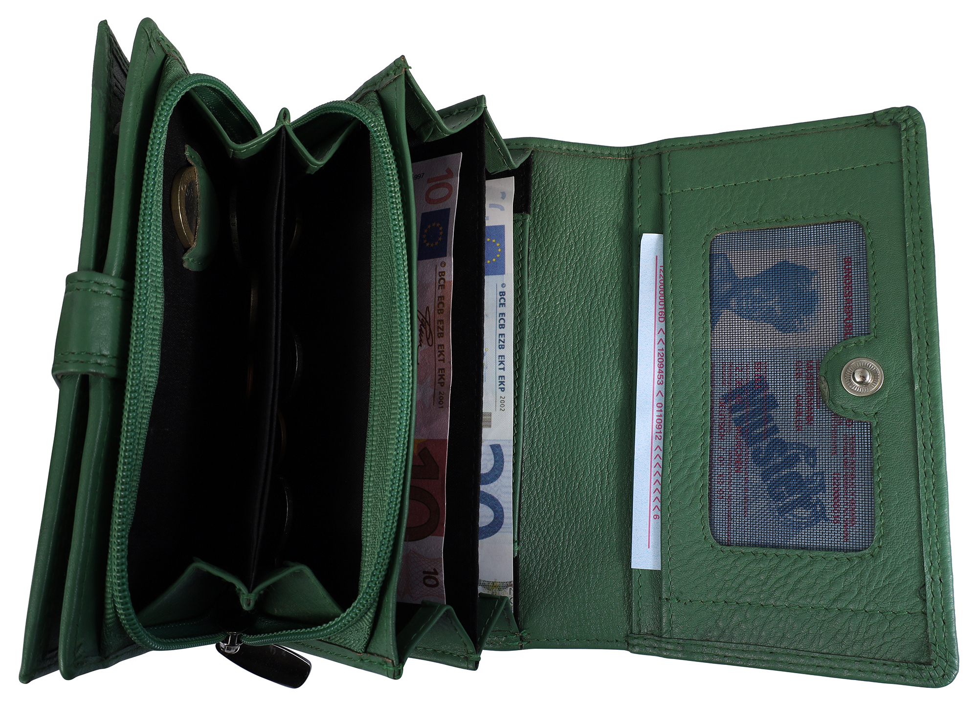 Leonardo Verrelli Echtleder (DDM) Damen-Geldbörse, RFID, Querformat