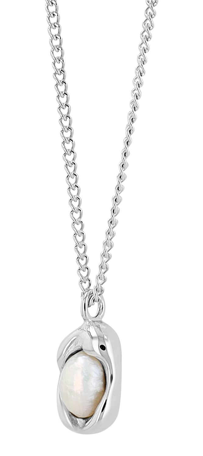 "Cinzia" 316L, Kette mit Anhänger 41 + 4,5 cm, Süsswasserperle, silberfarben
