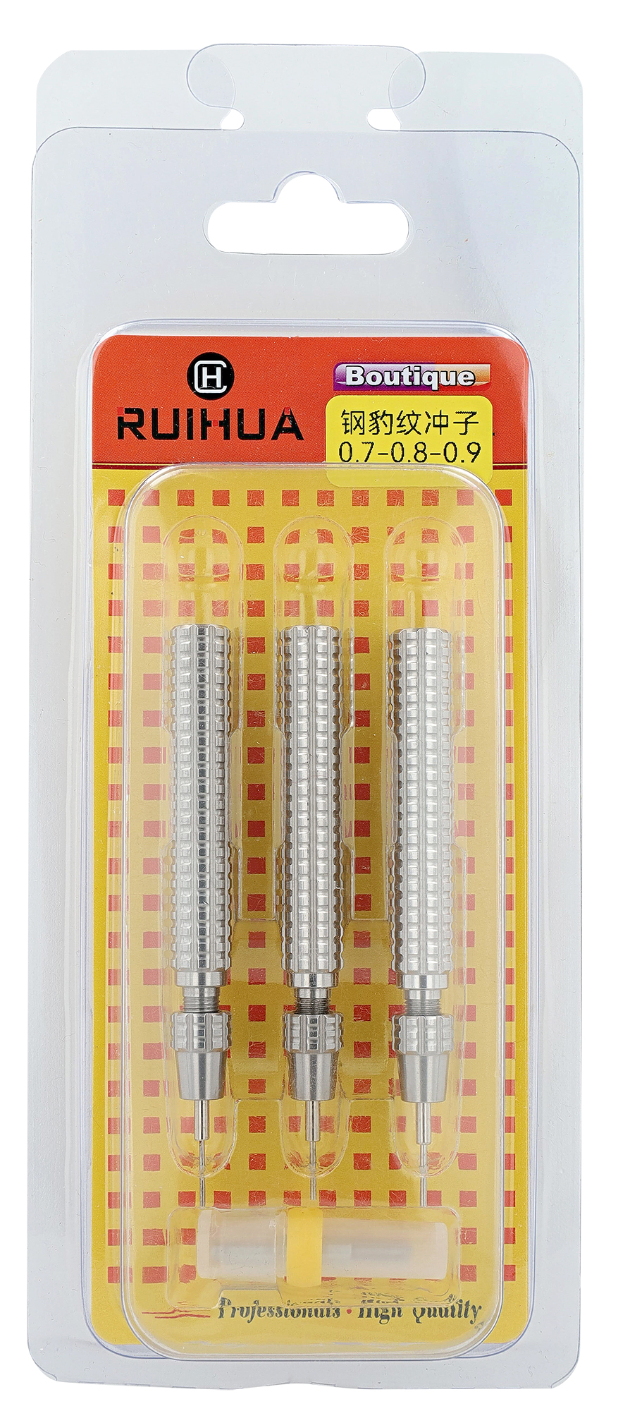Uhrmacher Ausschlägerkolben-Set (3-teilig) mit austauschbaren Ersatzspitzen (0,7 / 0,8 / 0,9 mm)