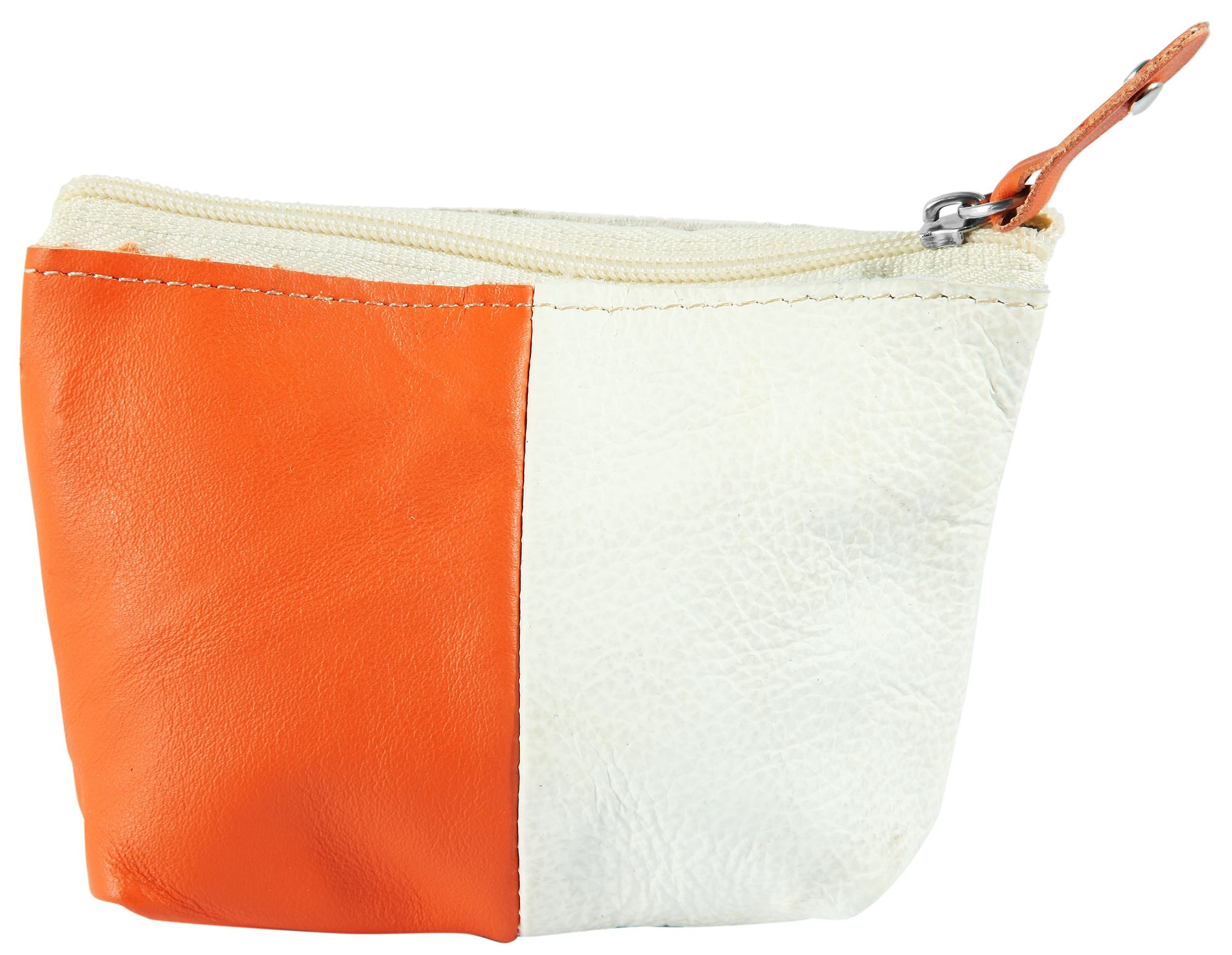 Excellanc Schlüsselbeutel aus Echtleder, orange/beige