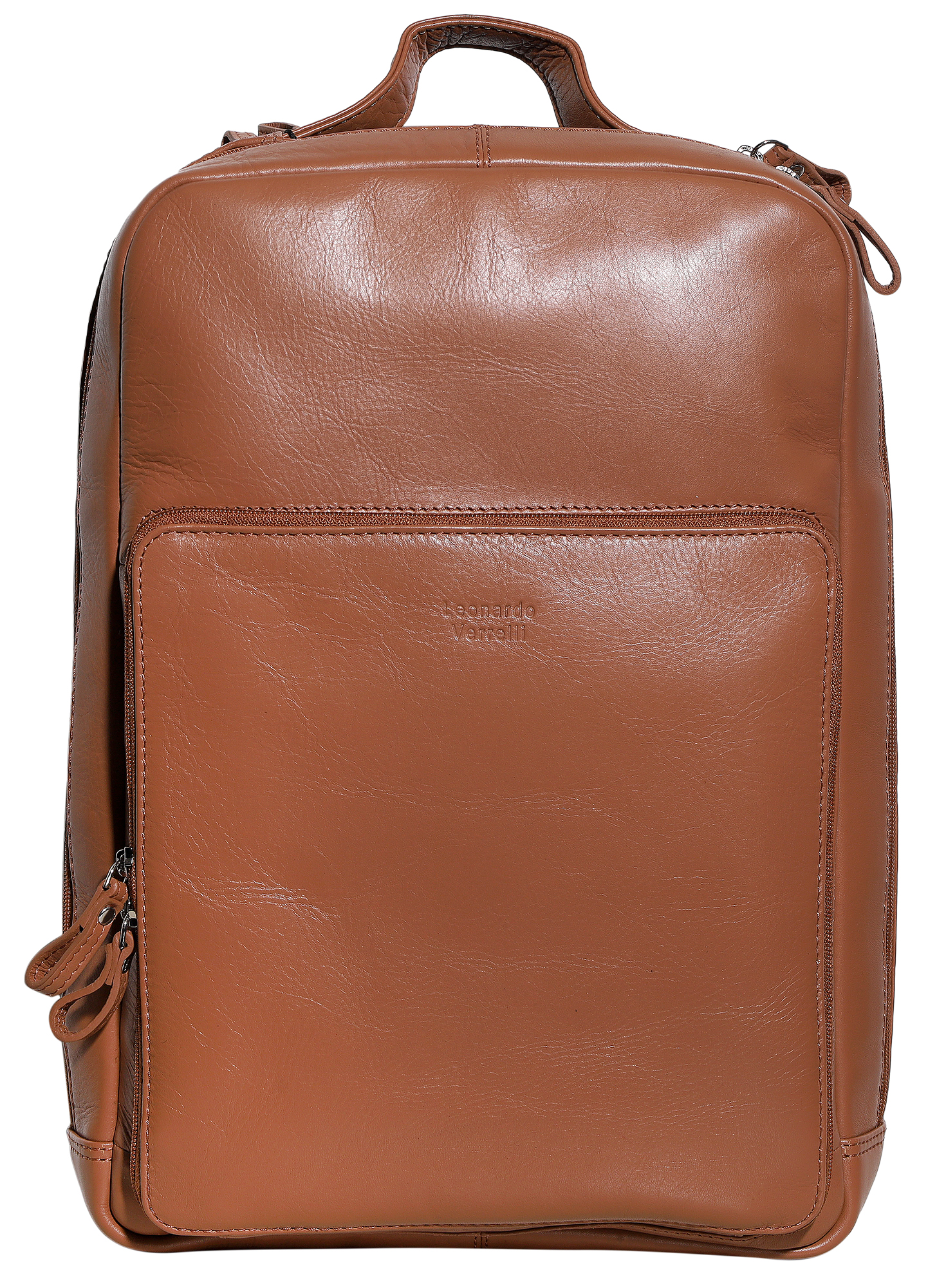 Leonardo Verrelli Echt Leder-Rucksack für Business, Alltag & Reisen, braun/ cognac