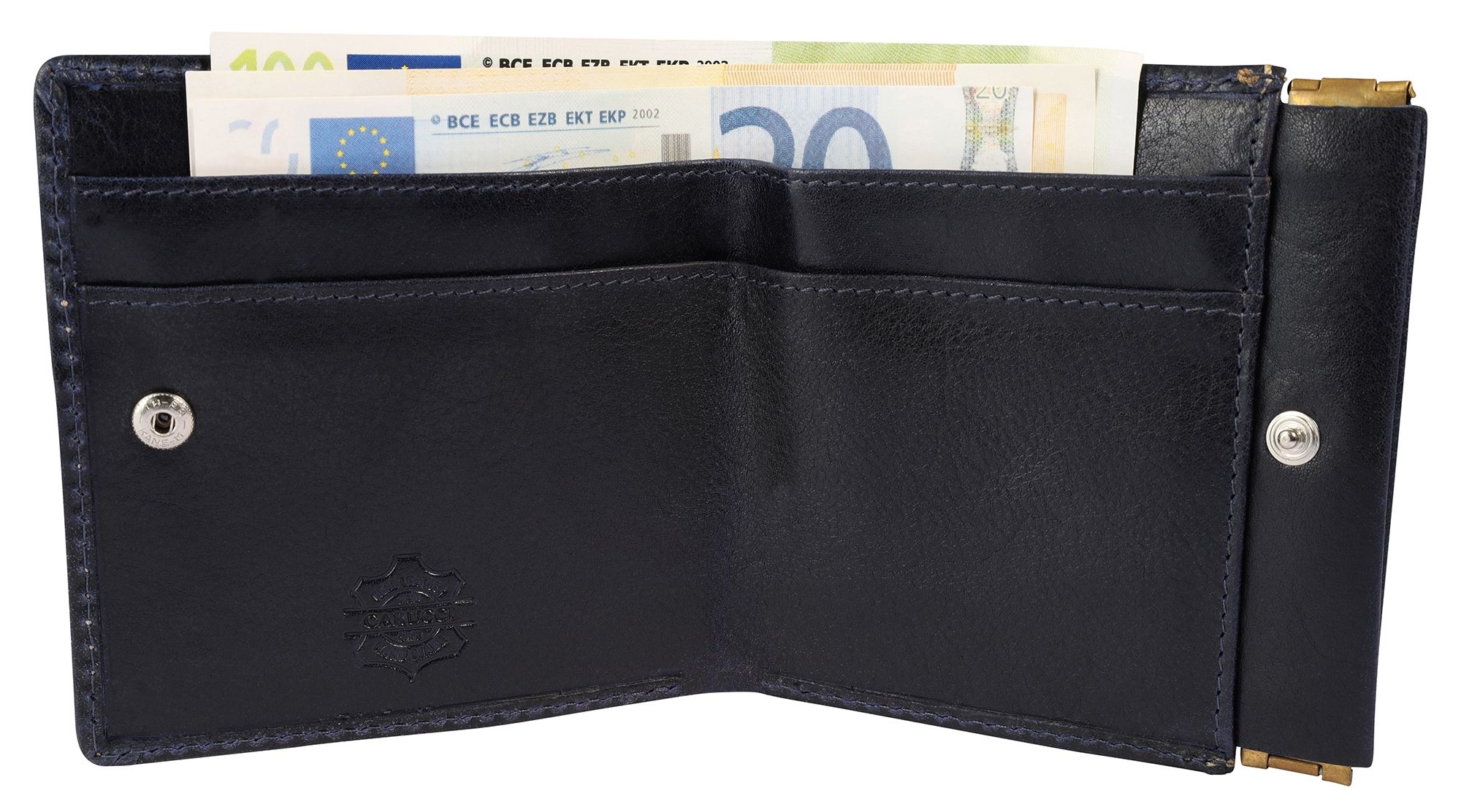 Carucci Echt Leder Geldbörse, RFID, Flex-Verschluss, dunkelblau