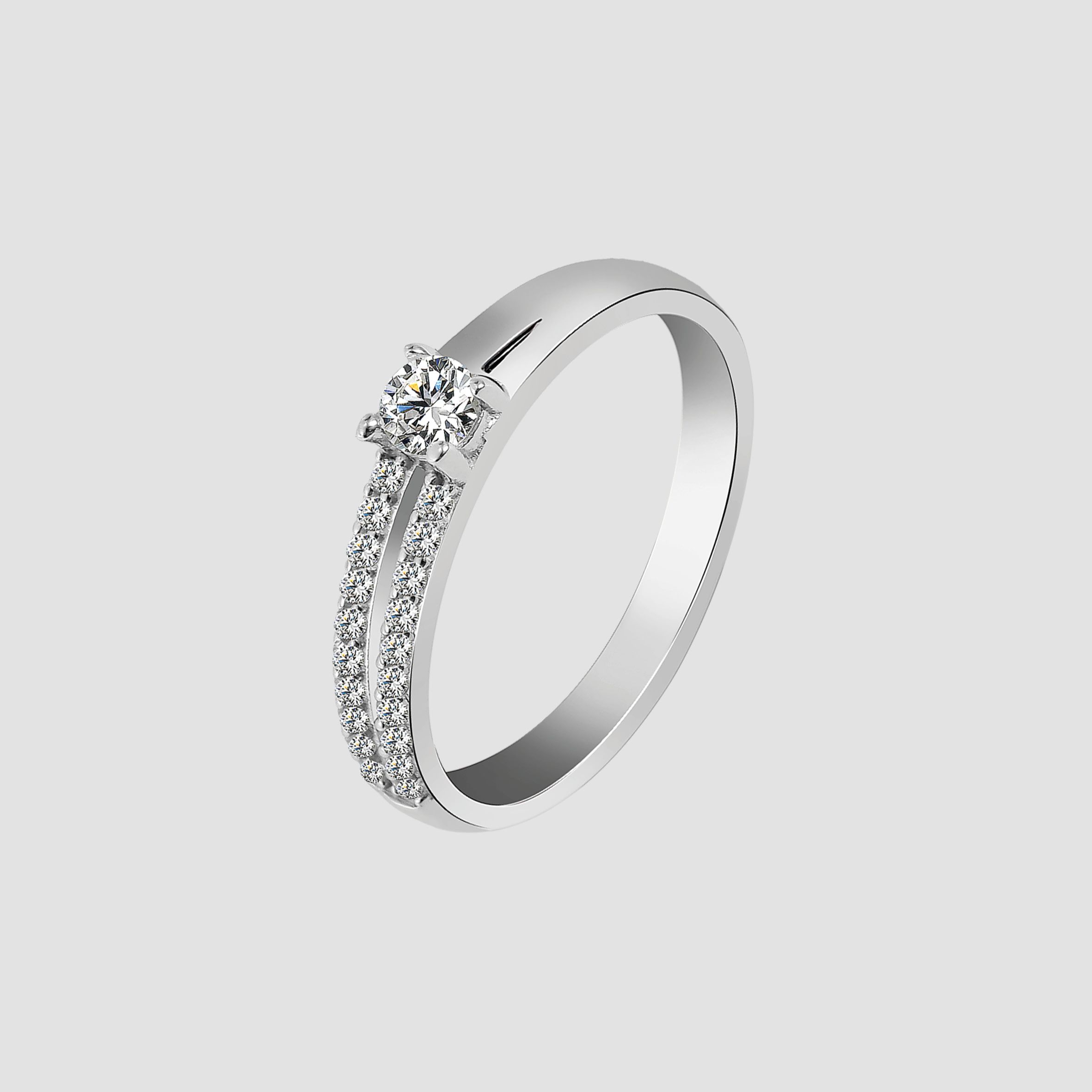 "Halla" 925/rh Echt Silber Ring mit Zirkoniabesatz, Gr. 48