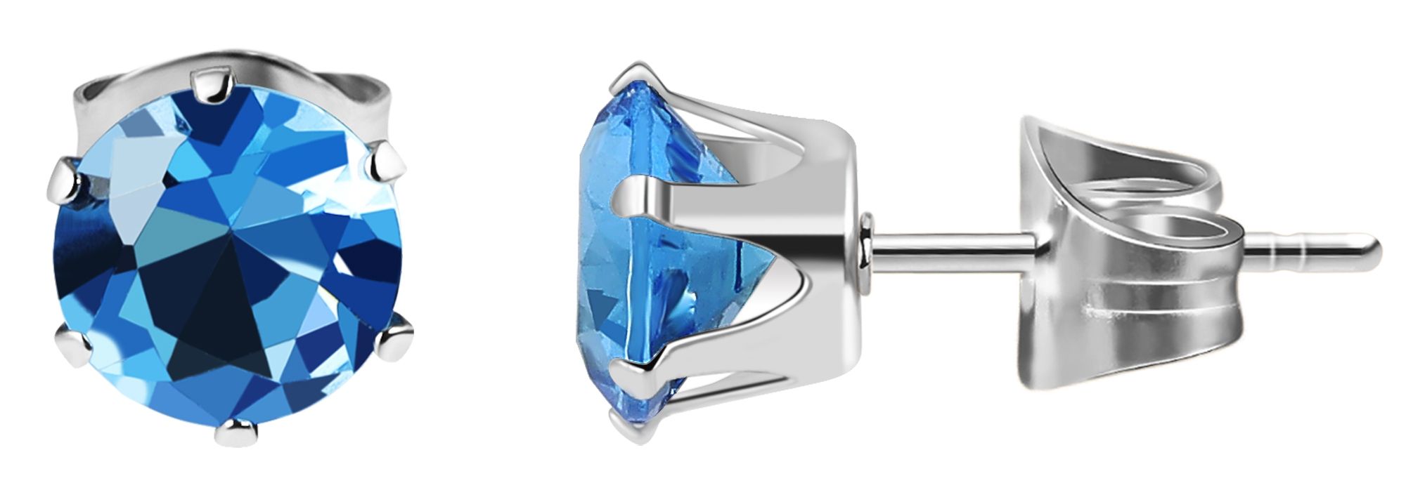 "Sultana", Akzent Edelstahl Ohrstecker, Zirkonia, dunkelblau, Ø 7 mm