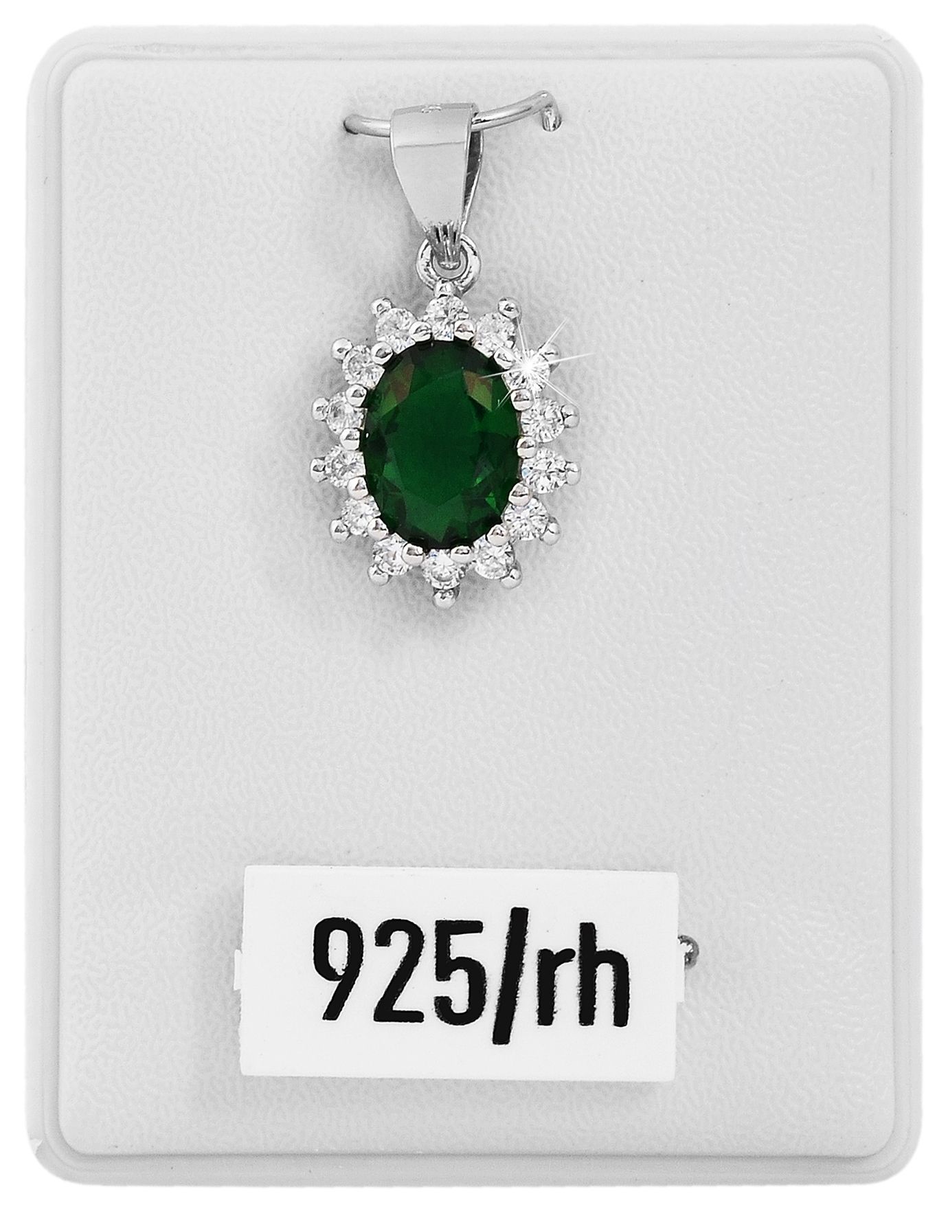 "Diana", 9257- Echt silber Entourage Anhänger, Zirkonia grün/ weiß, rhodinert