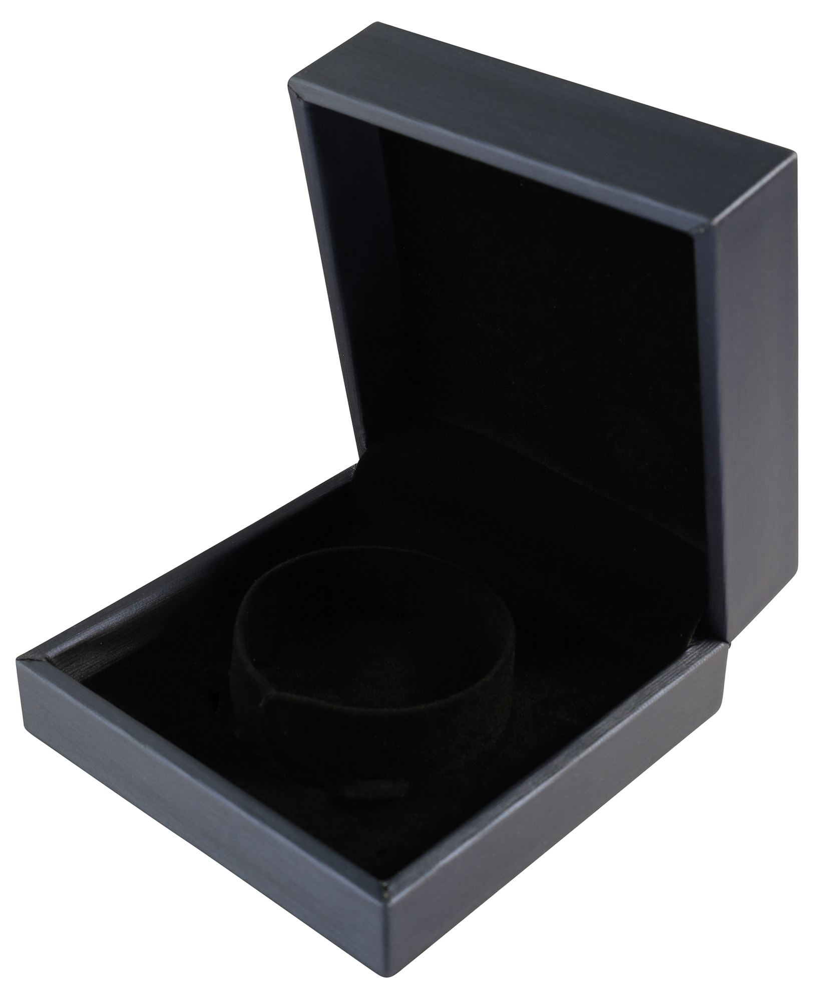 Edle Schmuck-Klappboxen (Armreifen), Metallic-Blau & Samt schwarz – VE: 10 Stück