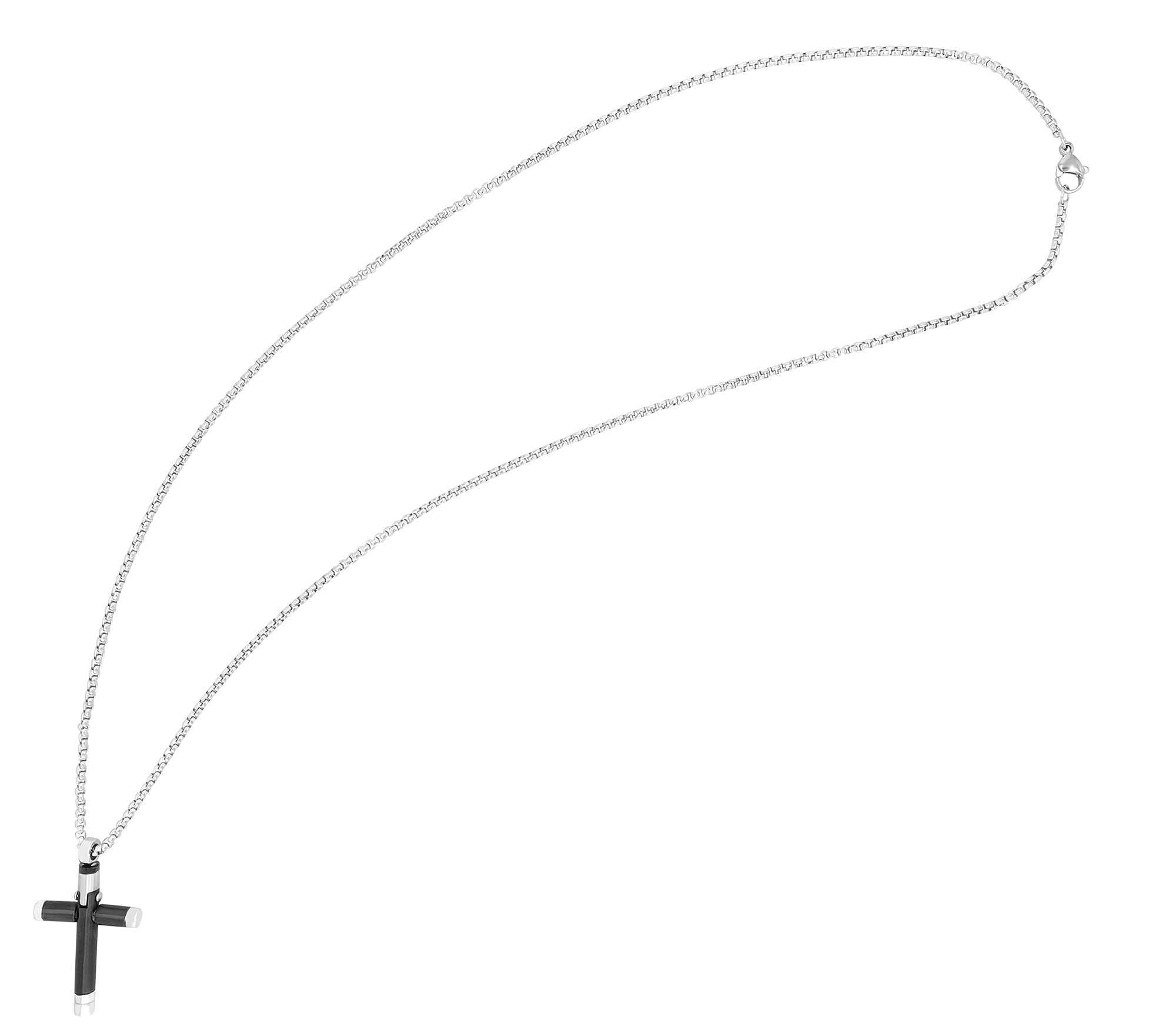"Theron", Edelstahl Erbskette, Kreuz, ionenplattiert, bicolor silberfarben/schwarz