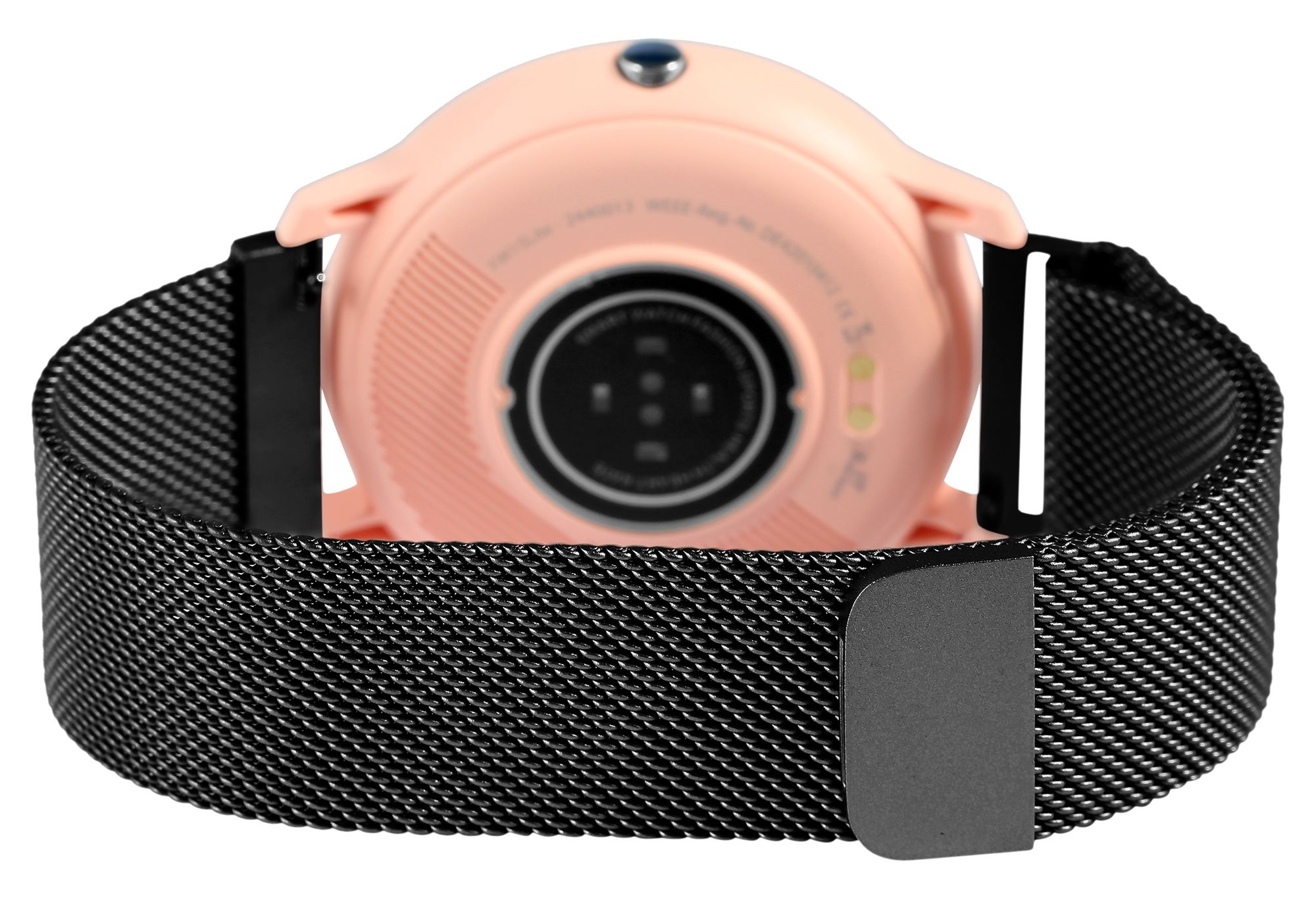 TimeTech Smartwatch mit Mesharmband, schwarz/rosa