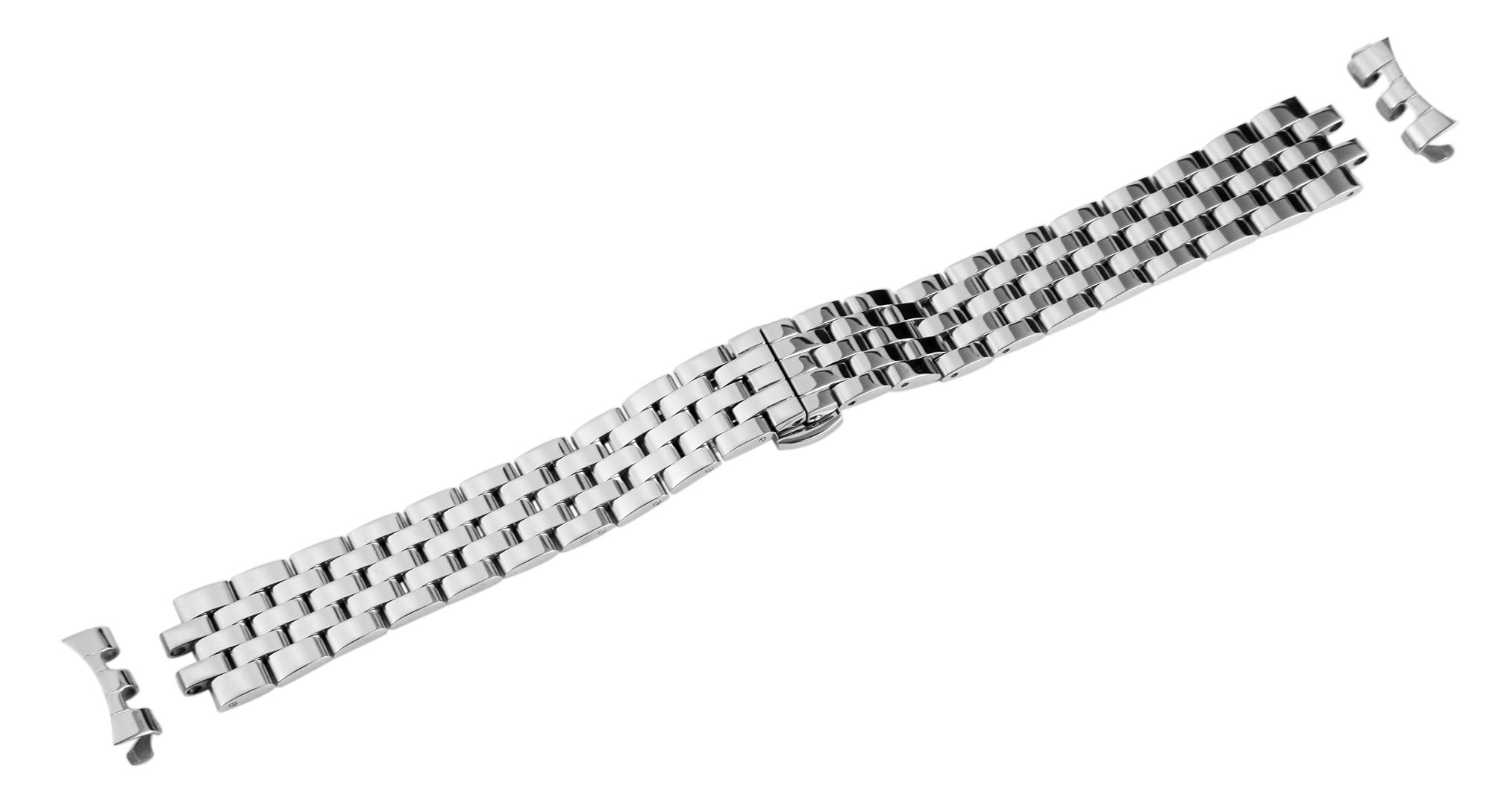 Edelstahl-Uhrenarmband, silberfarben, Butterfly-Faltschließe, 16 mm