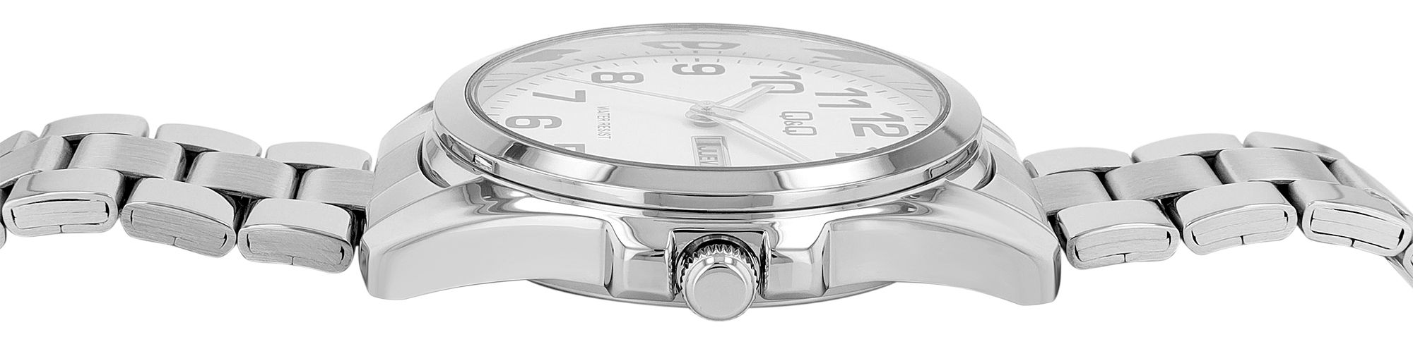 Q&Q Herrenuhr mit Edelstahlarmband, Ø 41 mm, silberfarben/ weiß