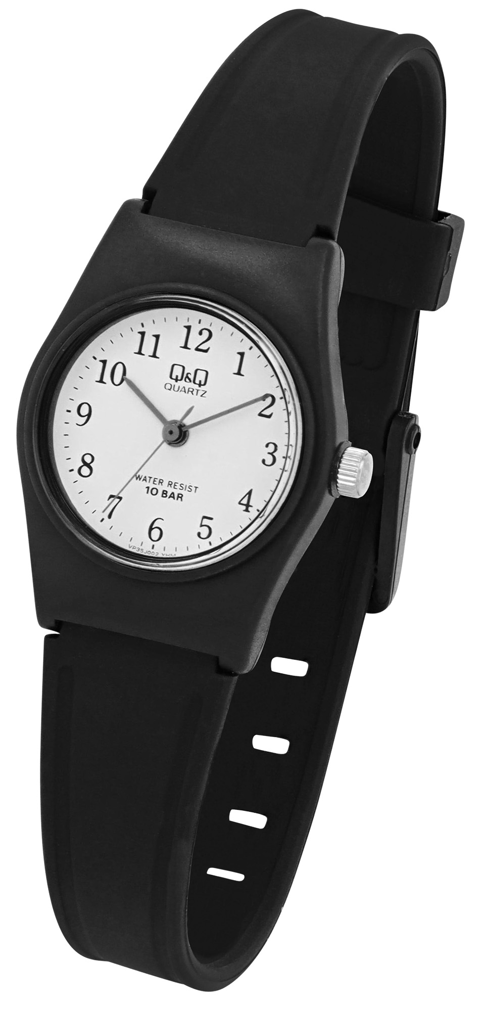 Q&Q Damenuhr mit  Resinband, Ø 24 mm, schwarz/ weiß