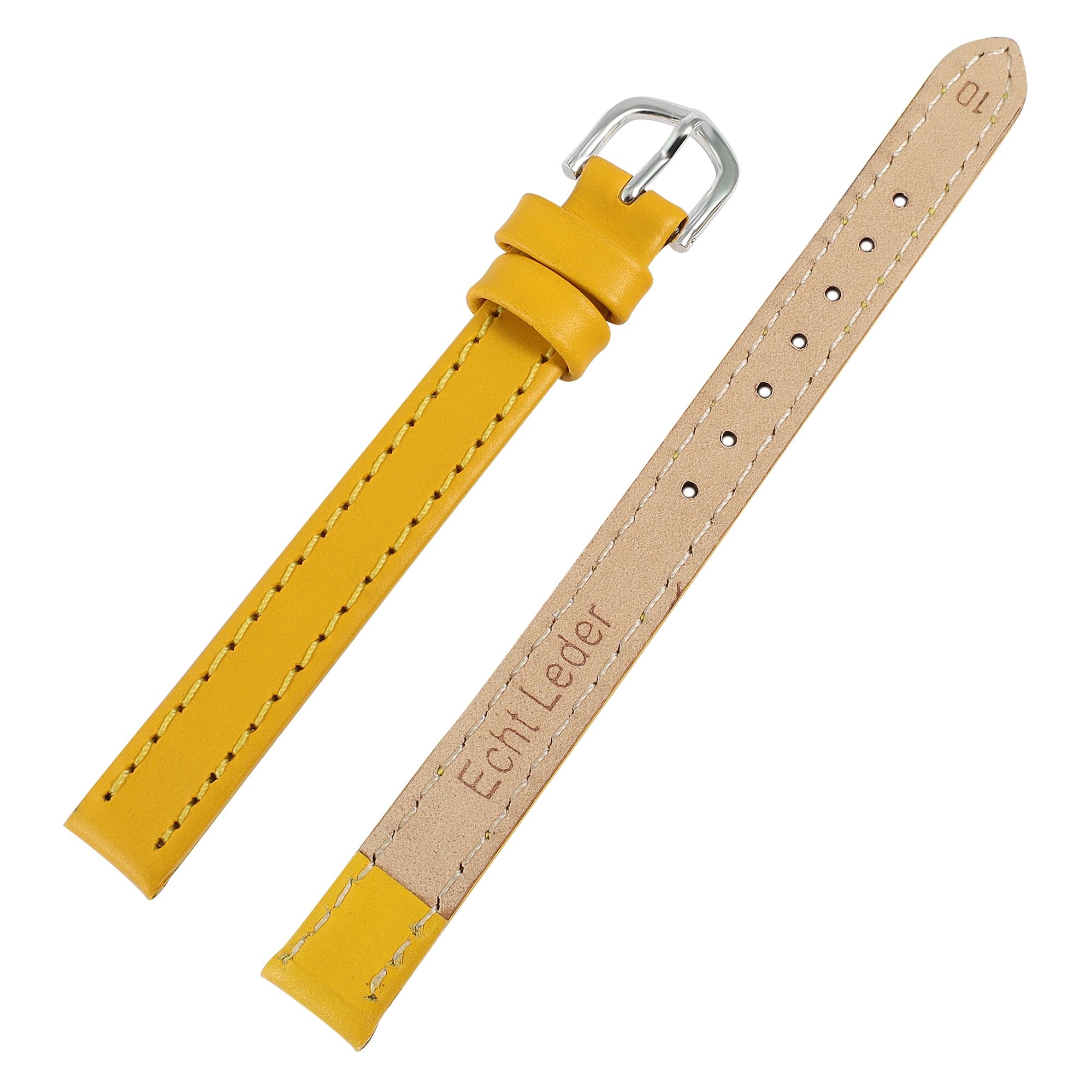 Echtleder-Uhrenarmband "super-soft", gelb, Naht, 10 mm