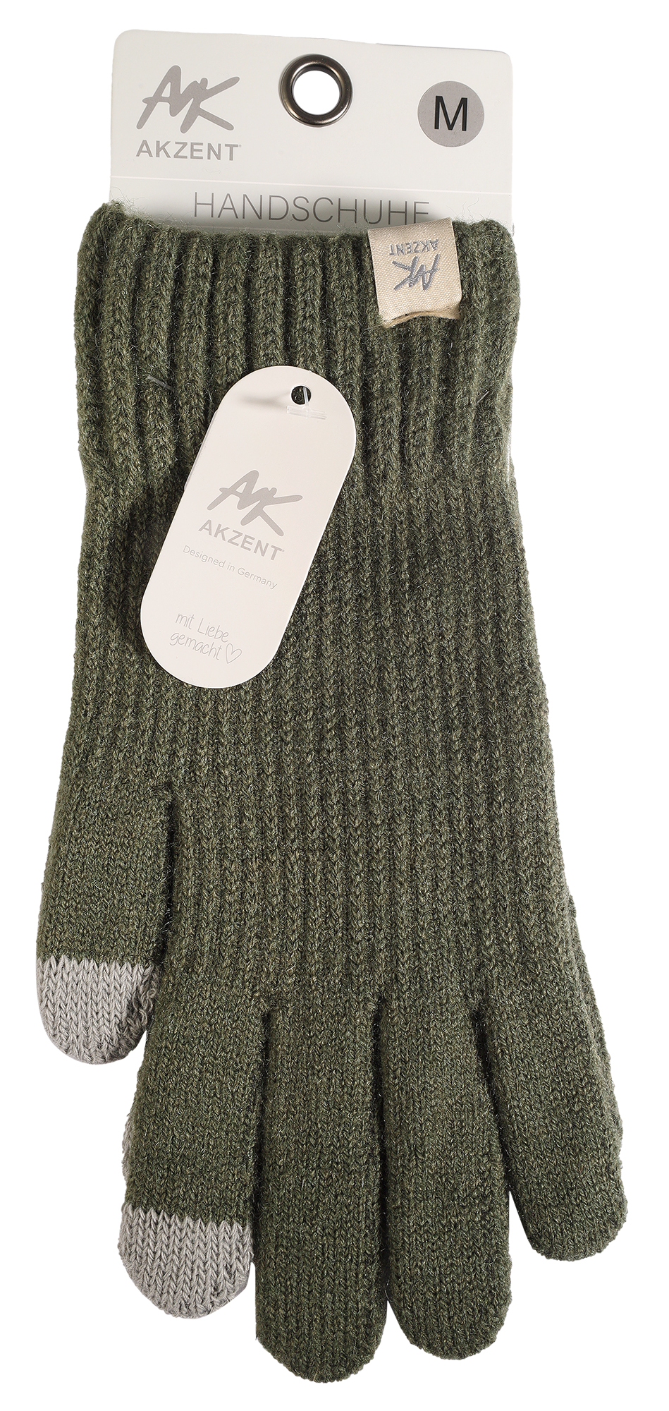 Herren-Handschuhe, Gr M, khaki, Touch-Finger, 100% Polyester, VE-4