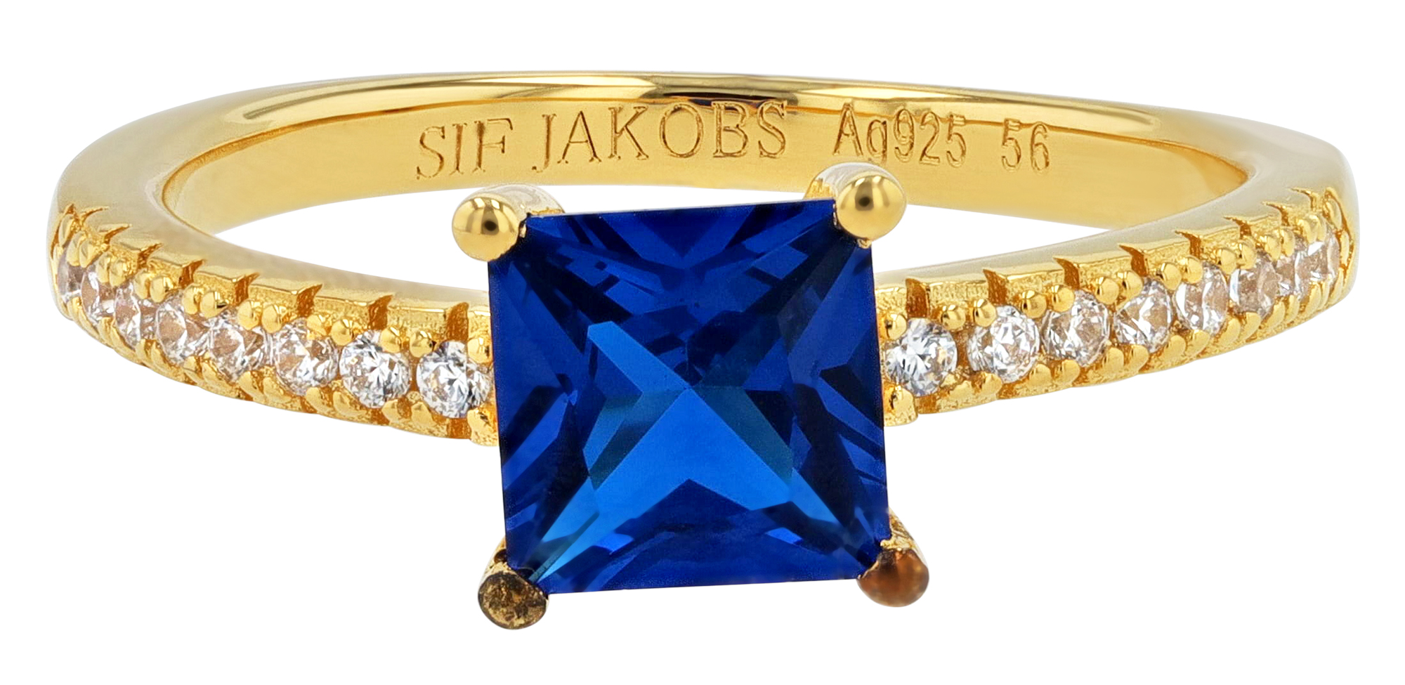 Sif Jakobs Jewellery 925/- Echt Silber Ring "Ellera Quadratto", Gr 58, Zirkonia (blau)