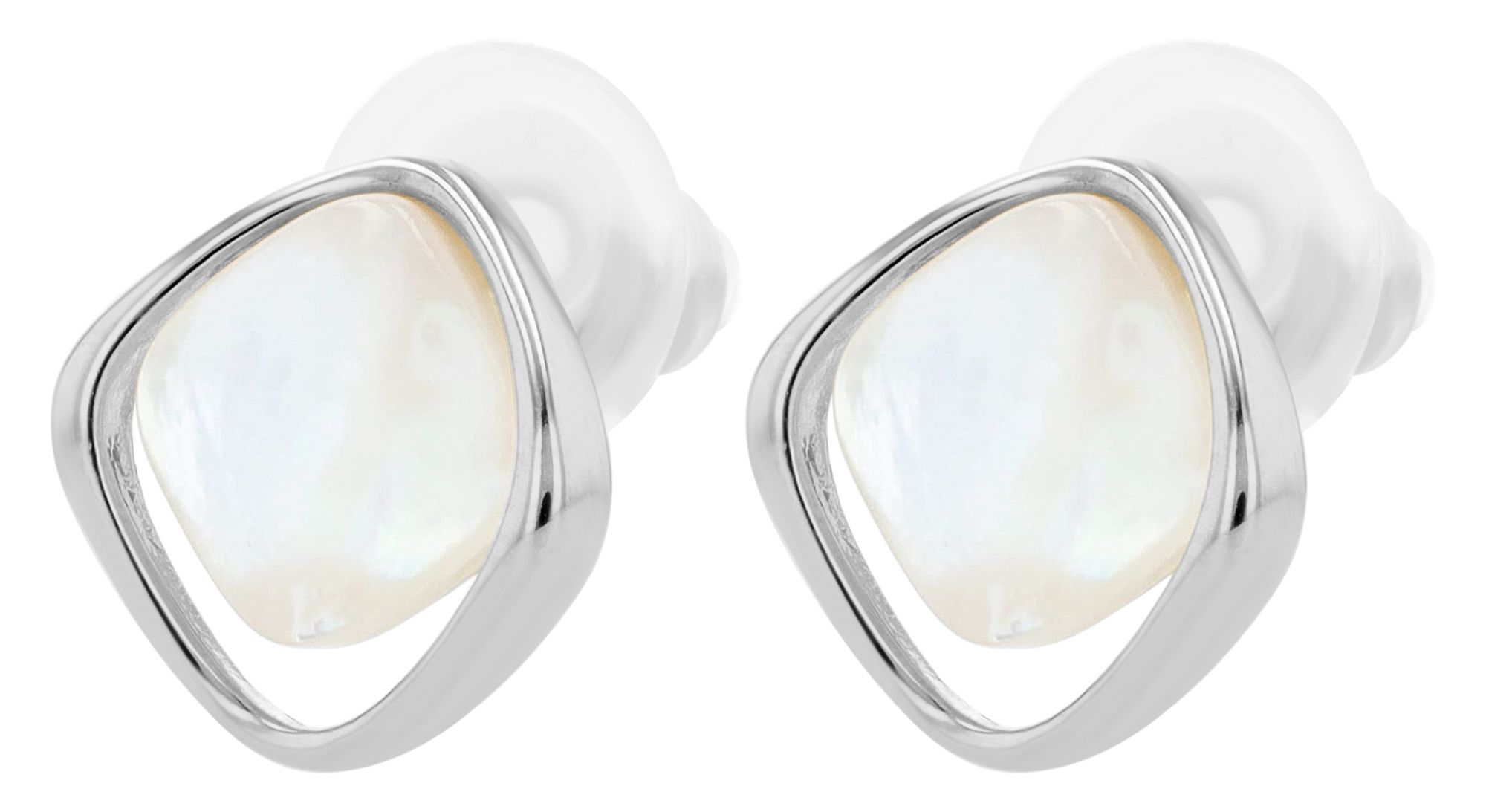 "Ihana" 925/- Echt Silber Ohrstecker mit Perlmutt, silberfarben rhodiniert