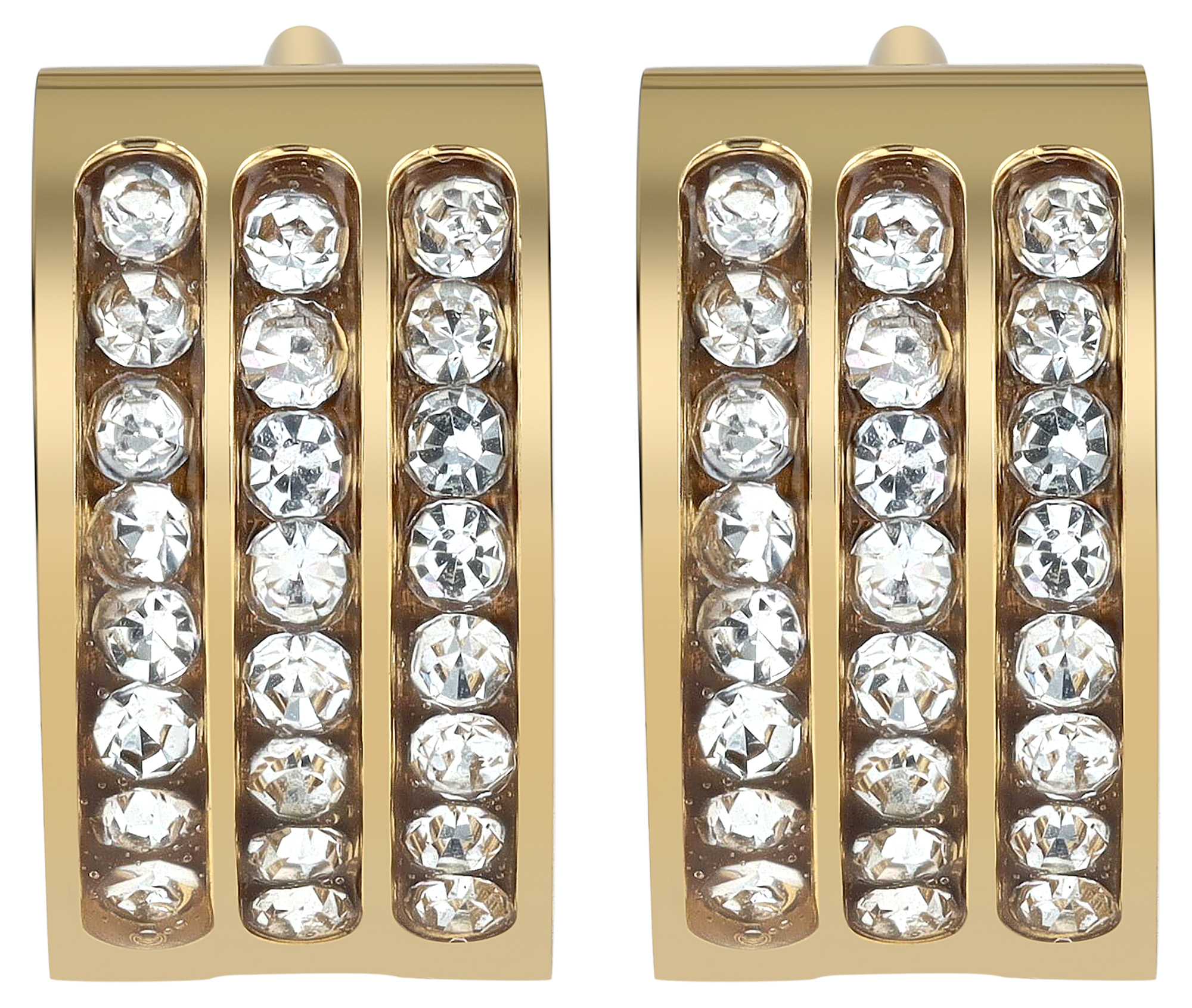 "Abebi" Edelstahl Klapp-Creolen, Similibesatz, Ø 9 mm, goldfarben