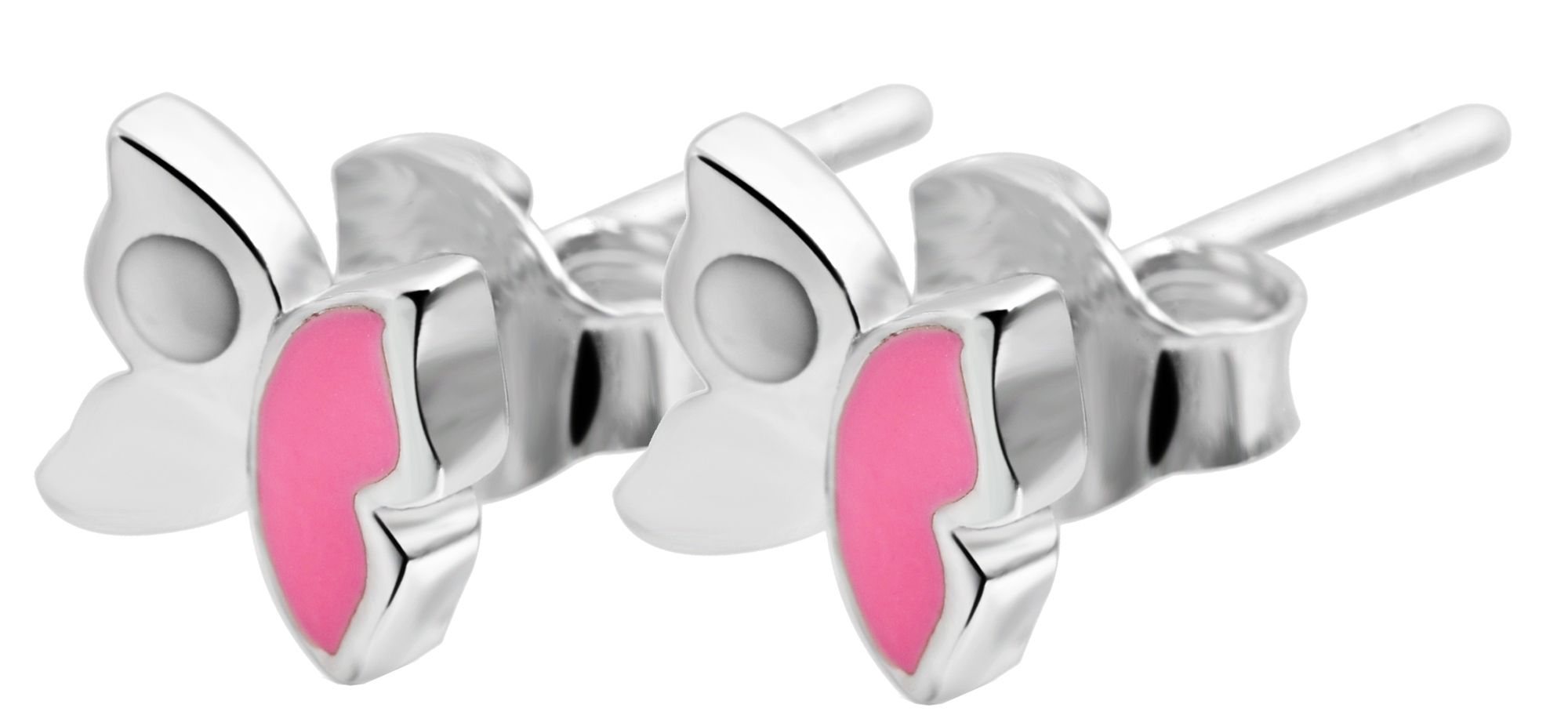 925/- Echt Silber Kinder Ohrstecker "Shana", Schmetterling, 925/rhodiniert