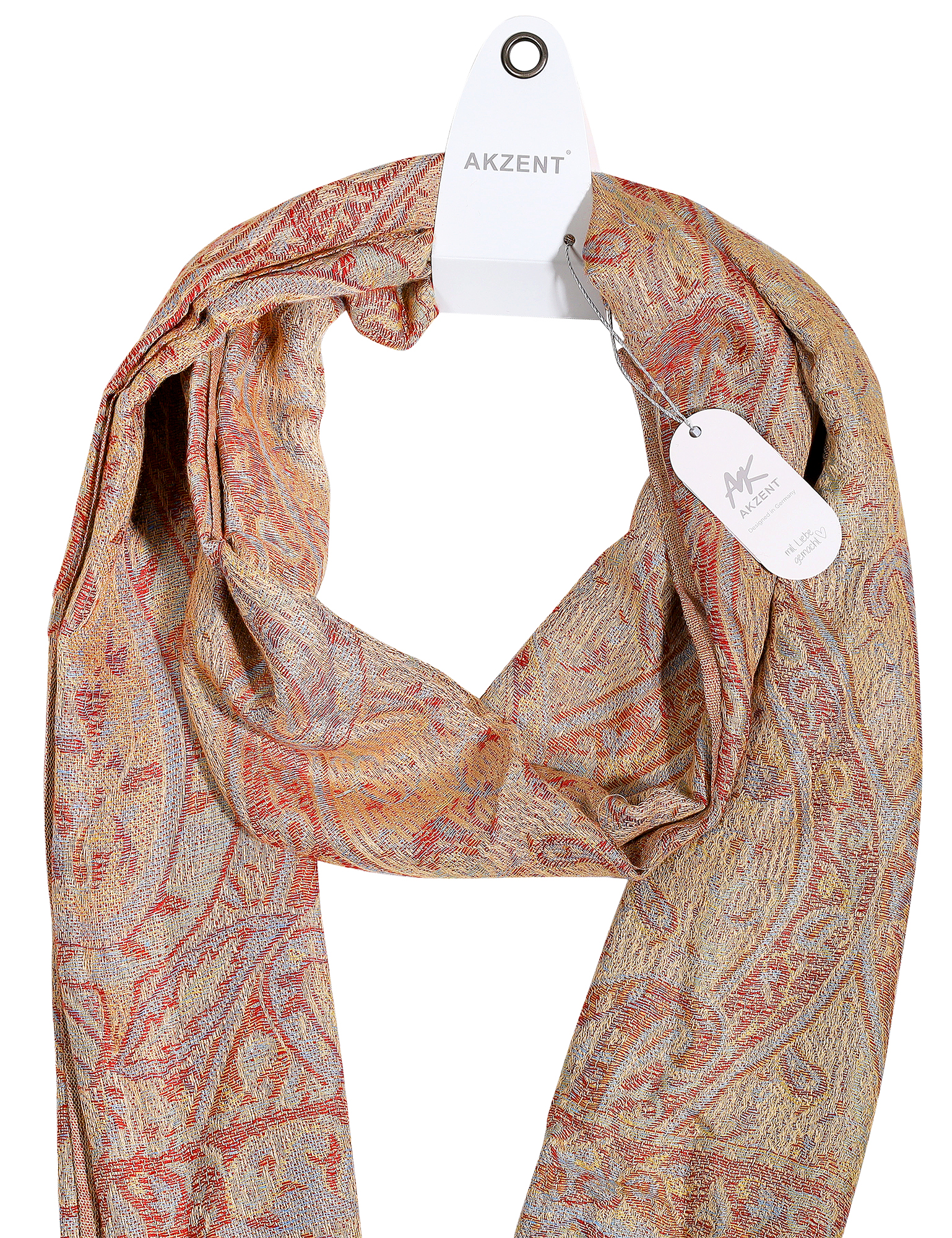 Schalpaket, 100% Viskose, VE 4, Paisley-Muster - beige