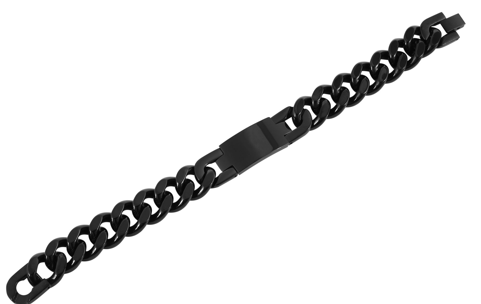 Akzent Panzerarmband mit Gravurplatte, Edelstahl, schwarz