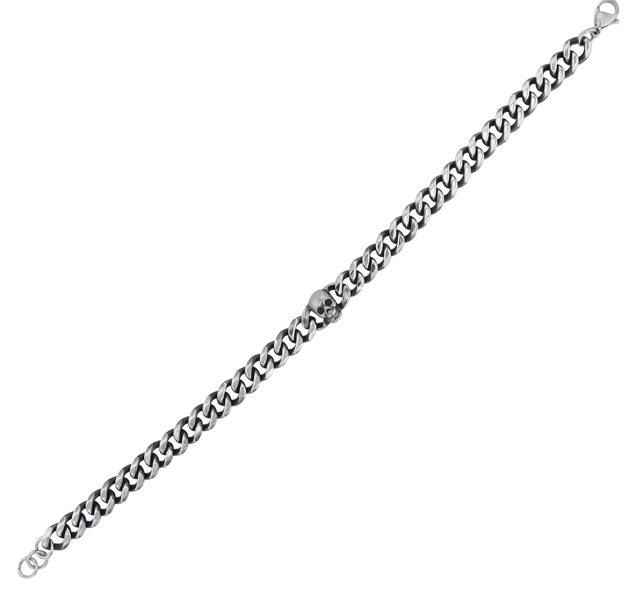 Akzent Panzerarmband "Alaric" mit Totenkopf, Edelstahl, silberfarben