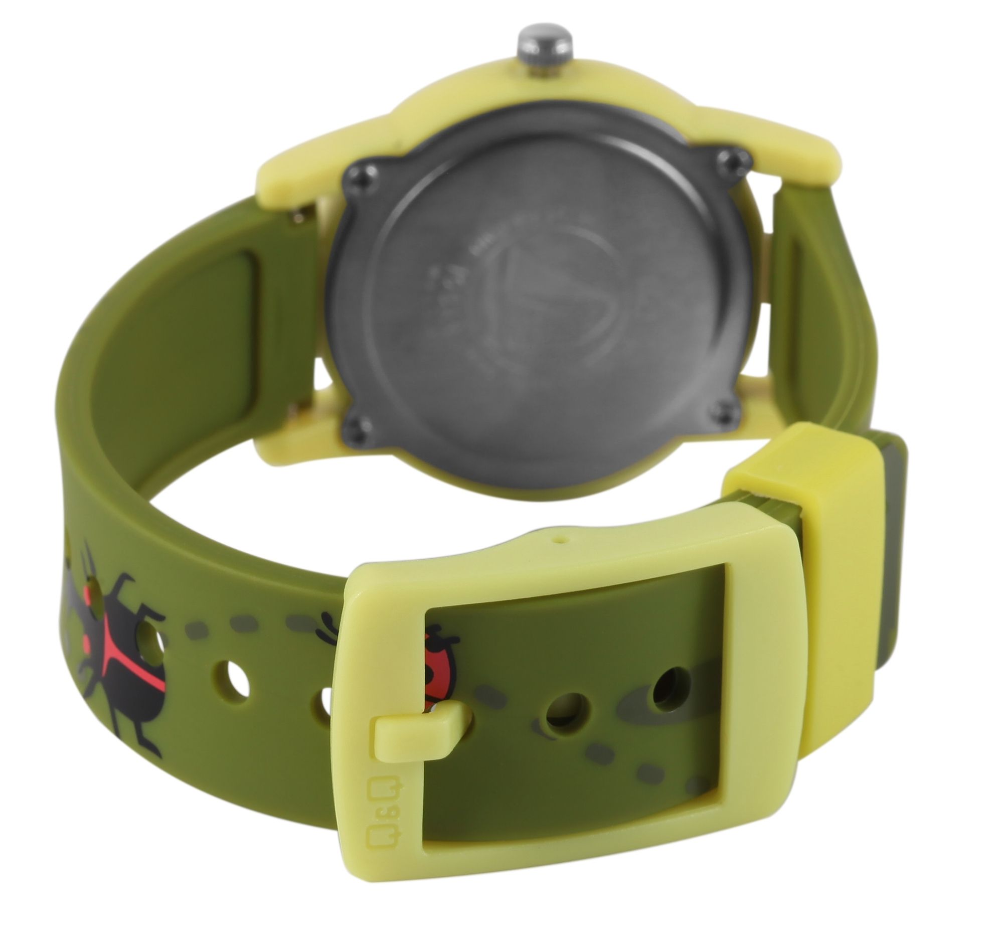 Q&Q Kinderuhr "Käfer und Naturmuster", Band aus Resin, 10 ATM