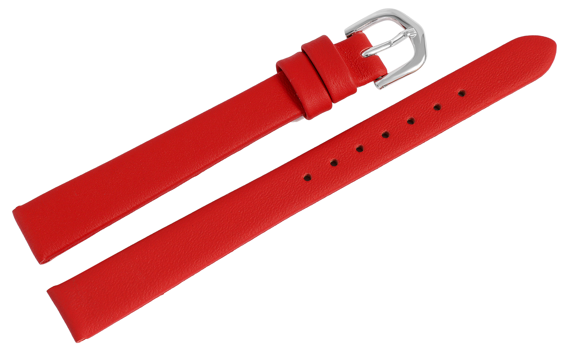Echtleder-Uhrenarmband, nahtlos, rot, 12 mm