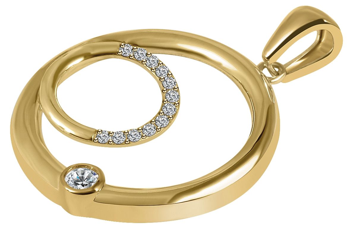 333/- Gold Anhänger "Dodo" ohne Kette, offener Kreis, Zirkoniabesatz, 8 Karat, Gelbgold