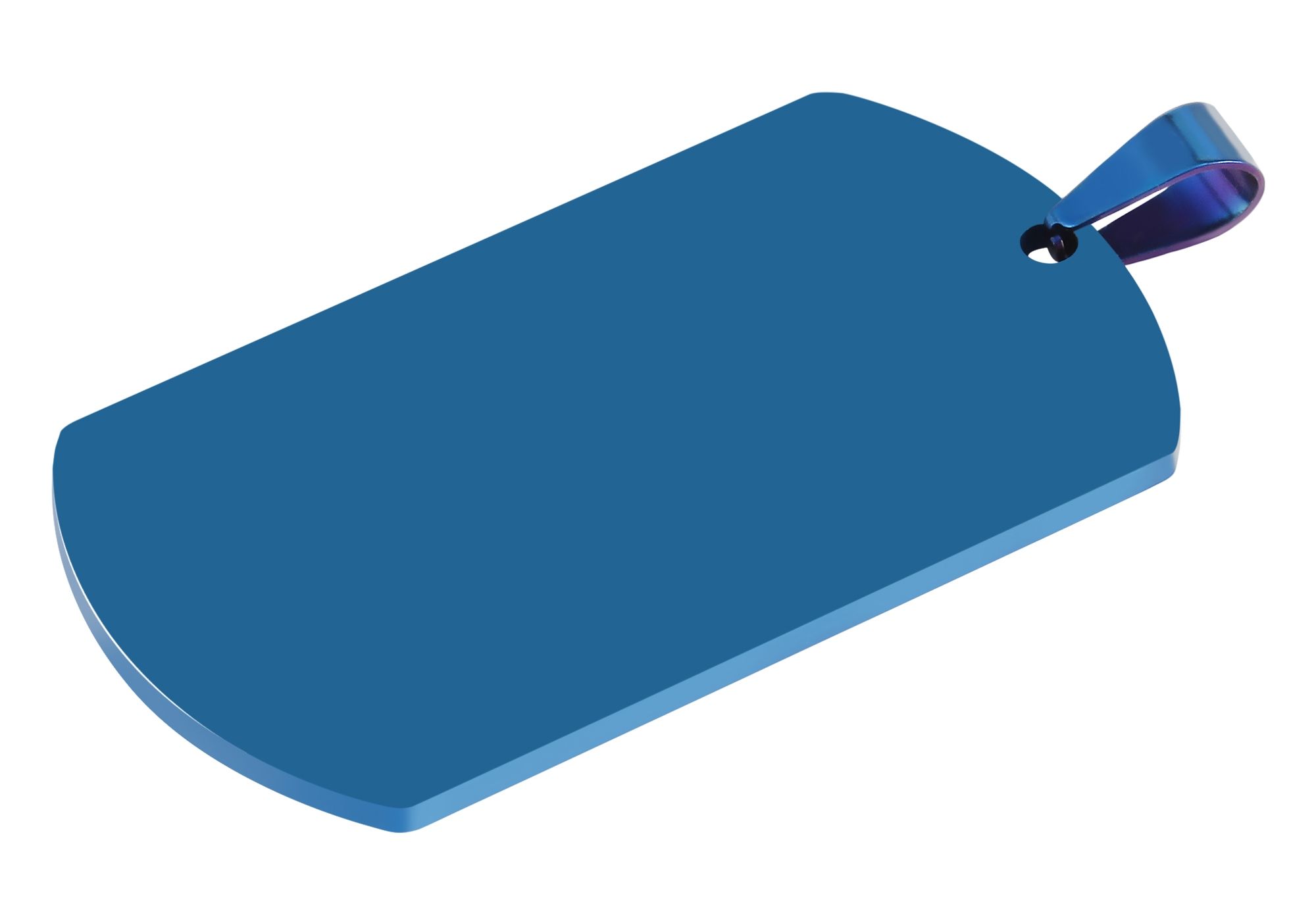 "Asha" Akzent Edelstahl Gravuranhänger/ Dog Tag, 50 x 29 mm, blau