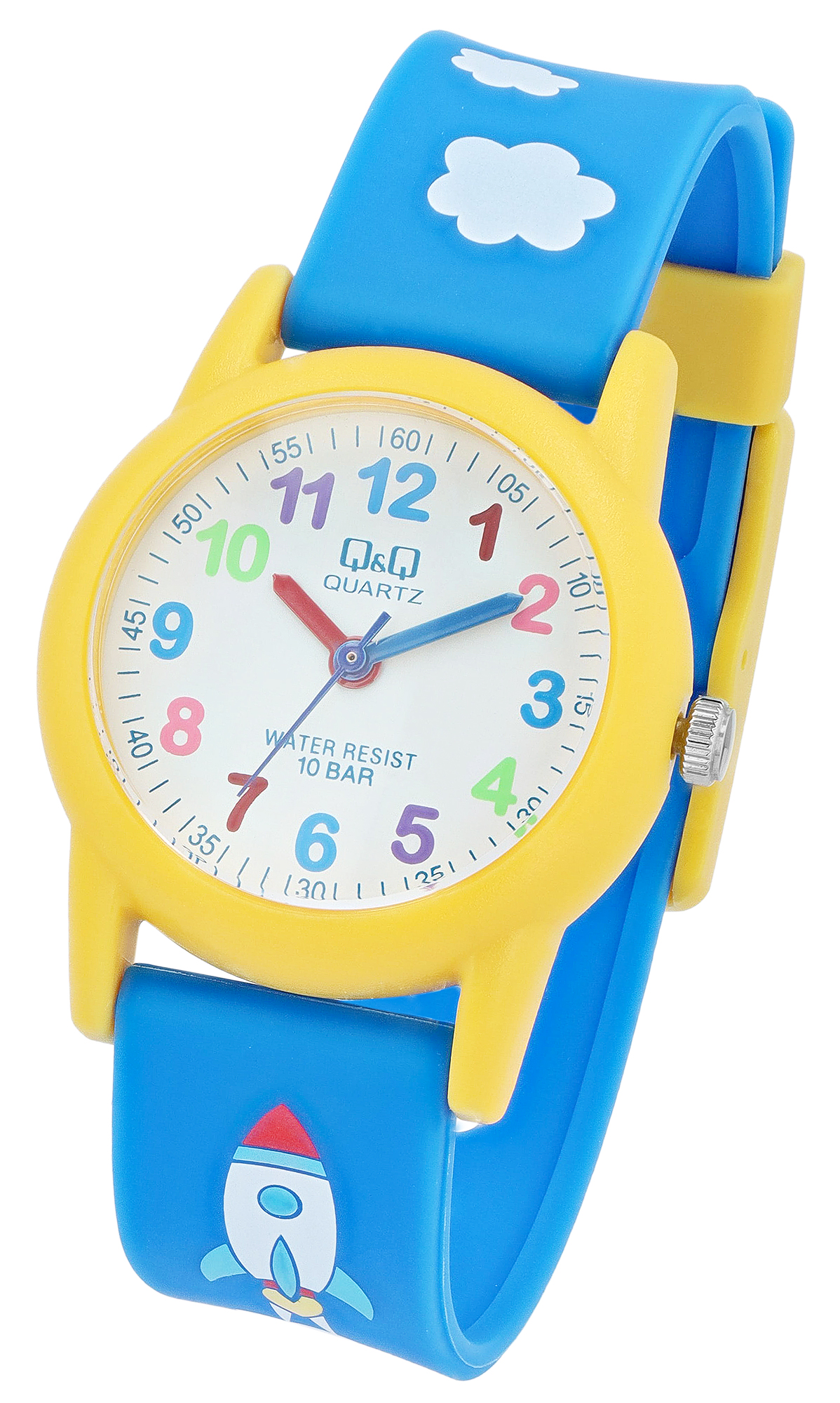 Q&Q Kinderuhr "Rakete", Band aus Resin, 10 ATM