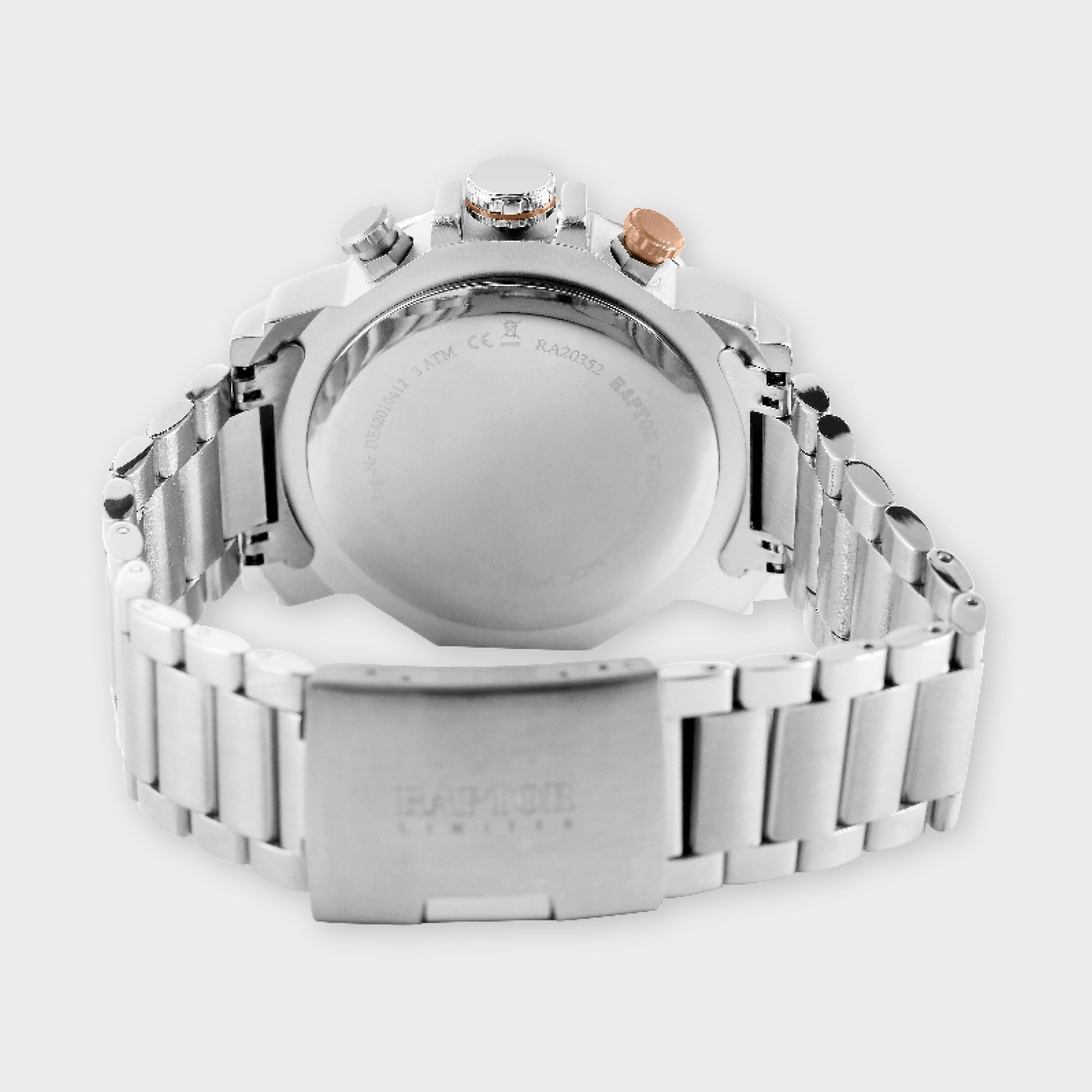 Raptor Limited Herrenchronograph "Alan" mit Edelstahlarmband, silberfarben/schwarz