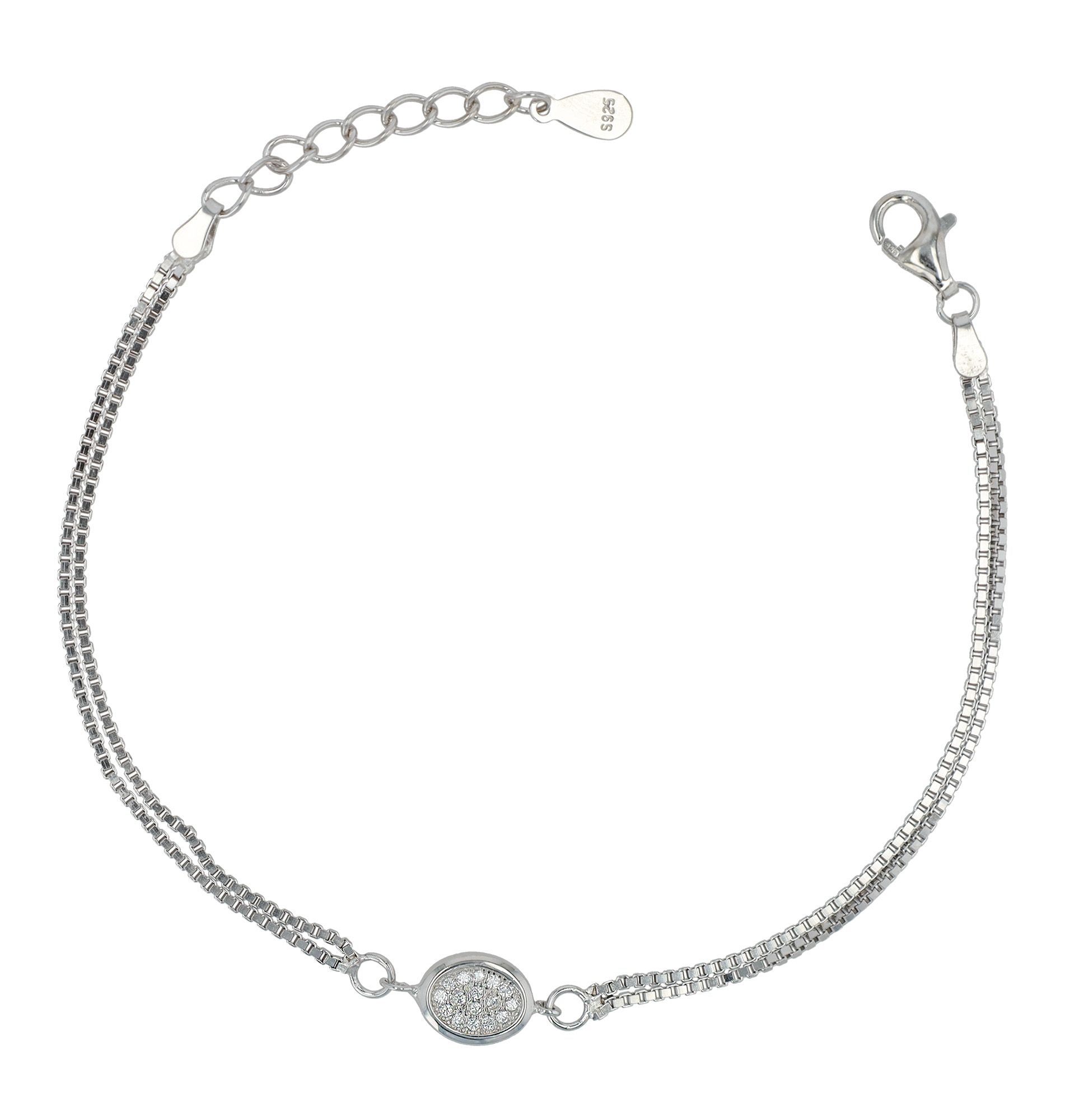 925/- Echt Silber Armband "Yara", rhodiniert, 17+3 cm