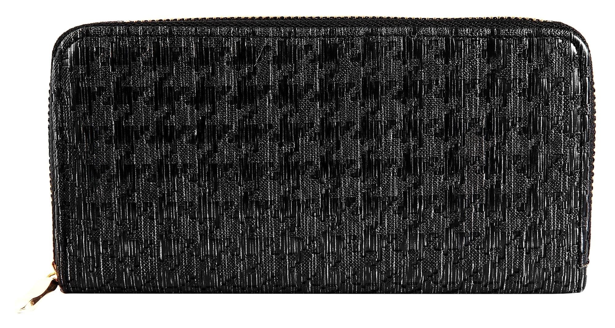 Cham Cham Damen Geldbörse aus Lederimitat in schwarz. Format 19 x 10 cm.