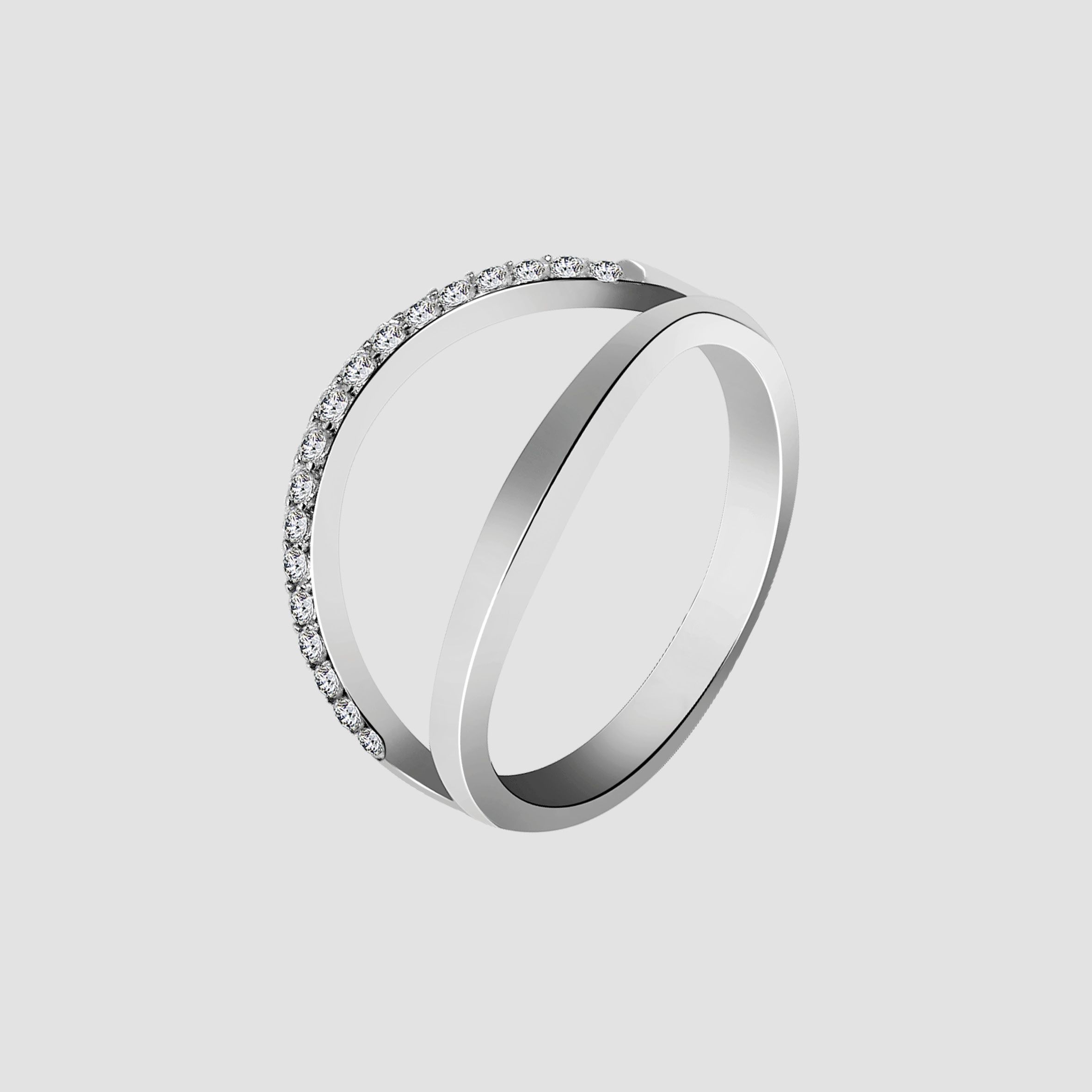925/- Echt Silber Ring "Jannike" mit Zirkoniabesatz, 2tlg., 925/rhodiniert, Gr. 50