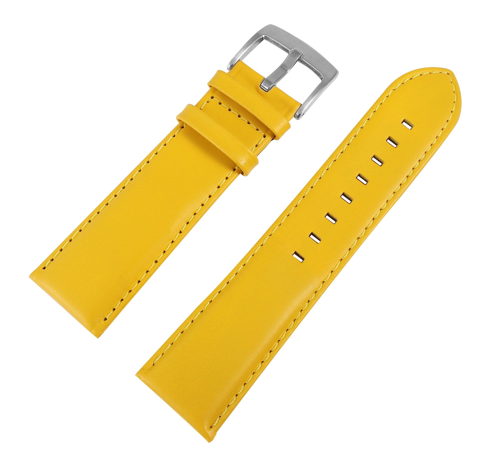 Echtleder-Uhrenarmband "super-soft", gelb, Naht, 24 mm