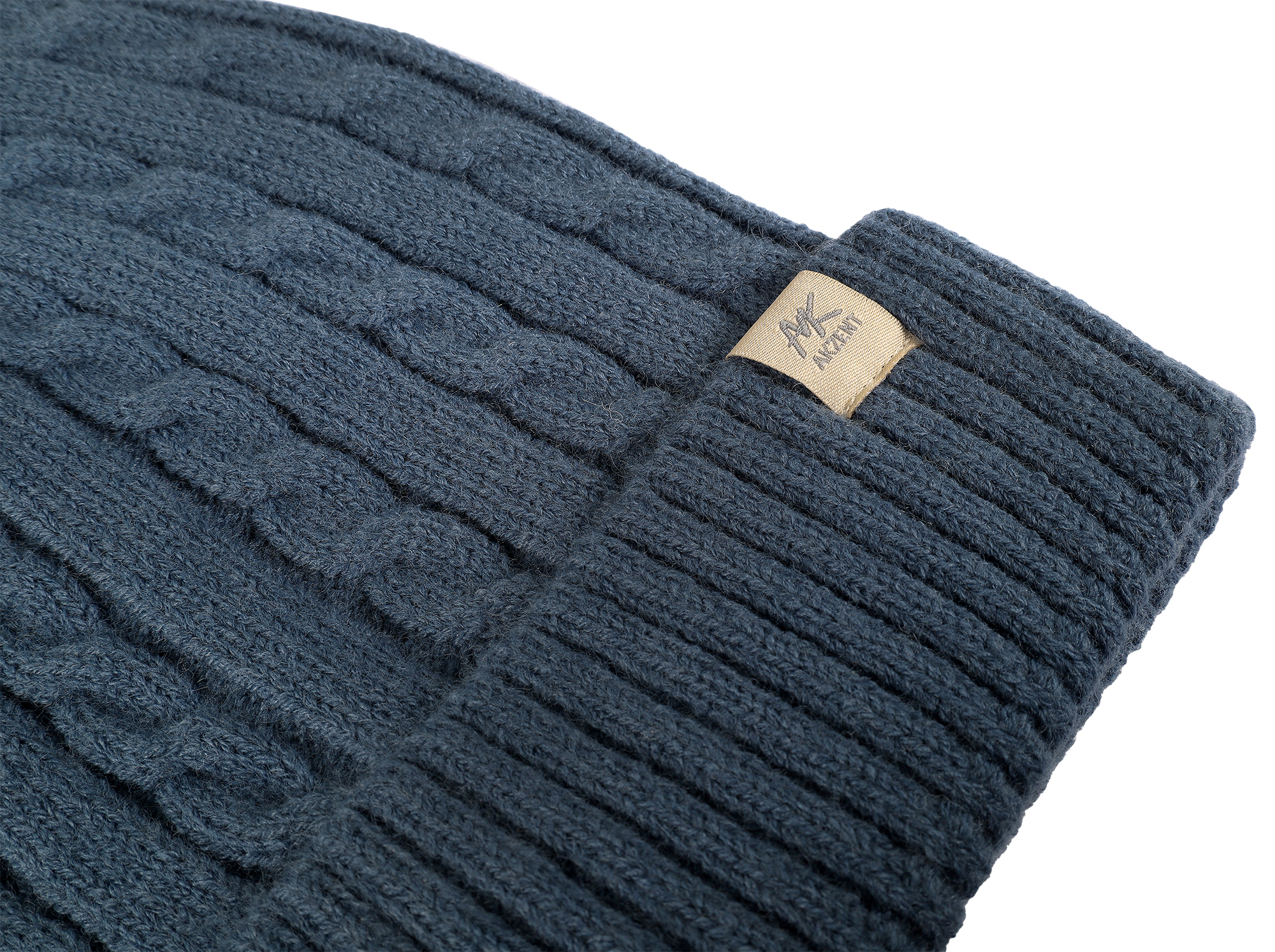 Akzent Strickmütze mit Umschlag, 100% Acryl, 4-VE, dunkelblau