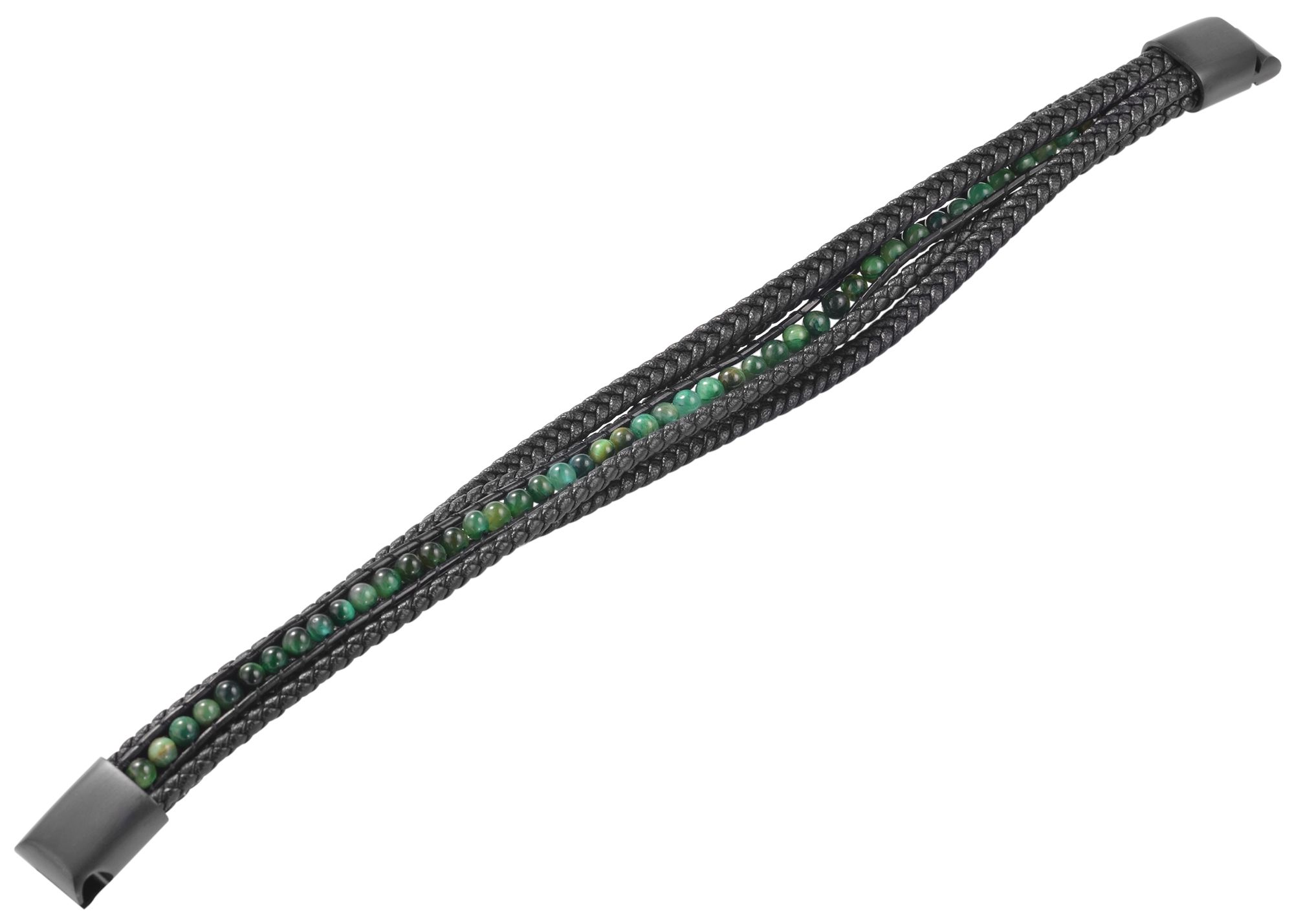Akzent Armband aus Echtleder Pascal mit grünem Tigerauge