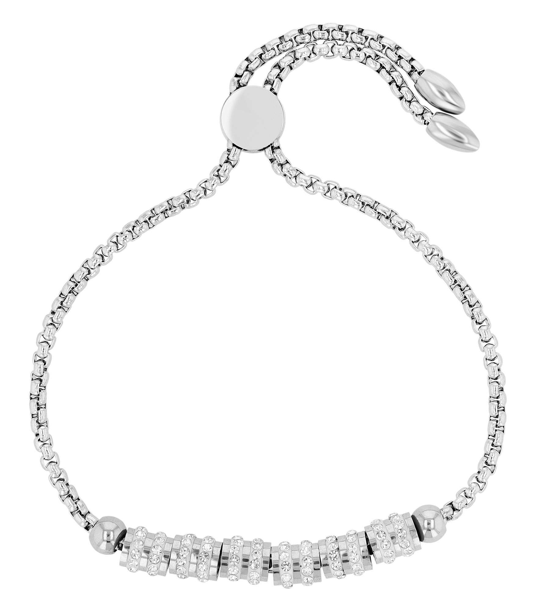 Akzent Armband, Edelstahl, Similibesatz, silberfarben