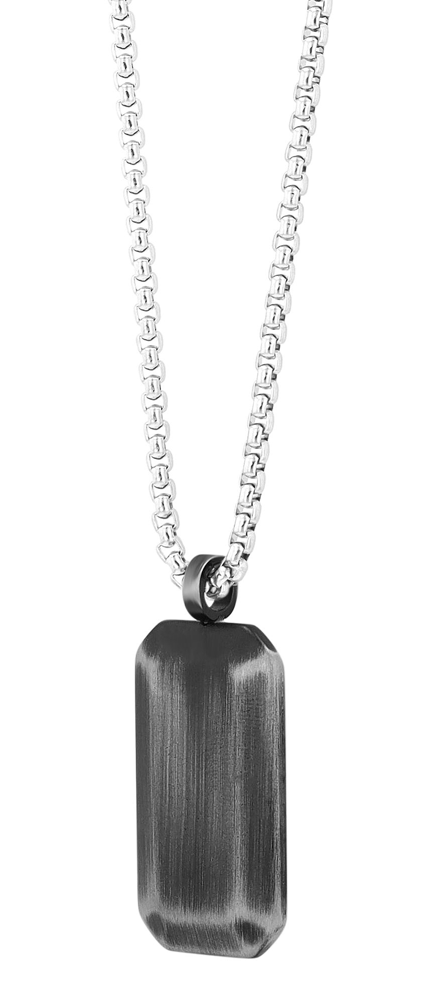 Akzent Halskette mit antik-schwarzem DogTag, Edelstahl