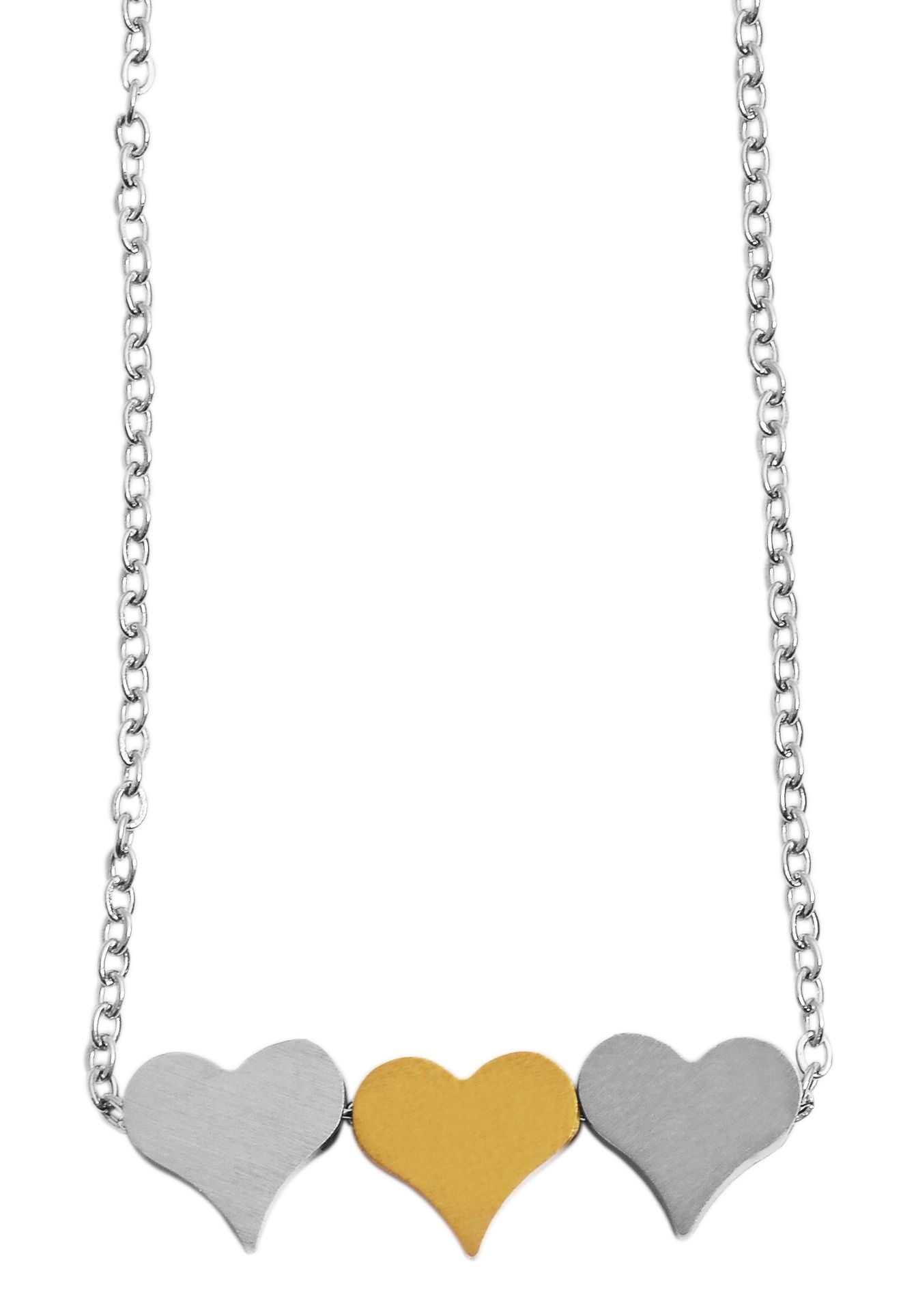 Akzent Edelstahl Schmuckset, Herz, silber- & goldfarbig