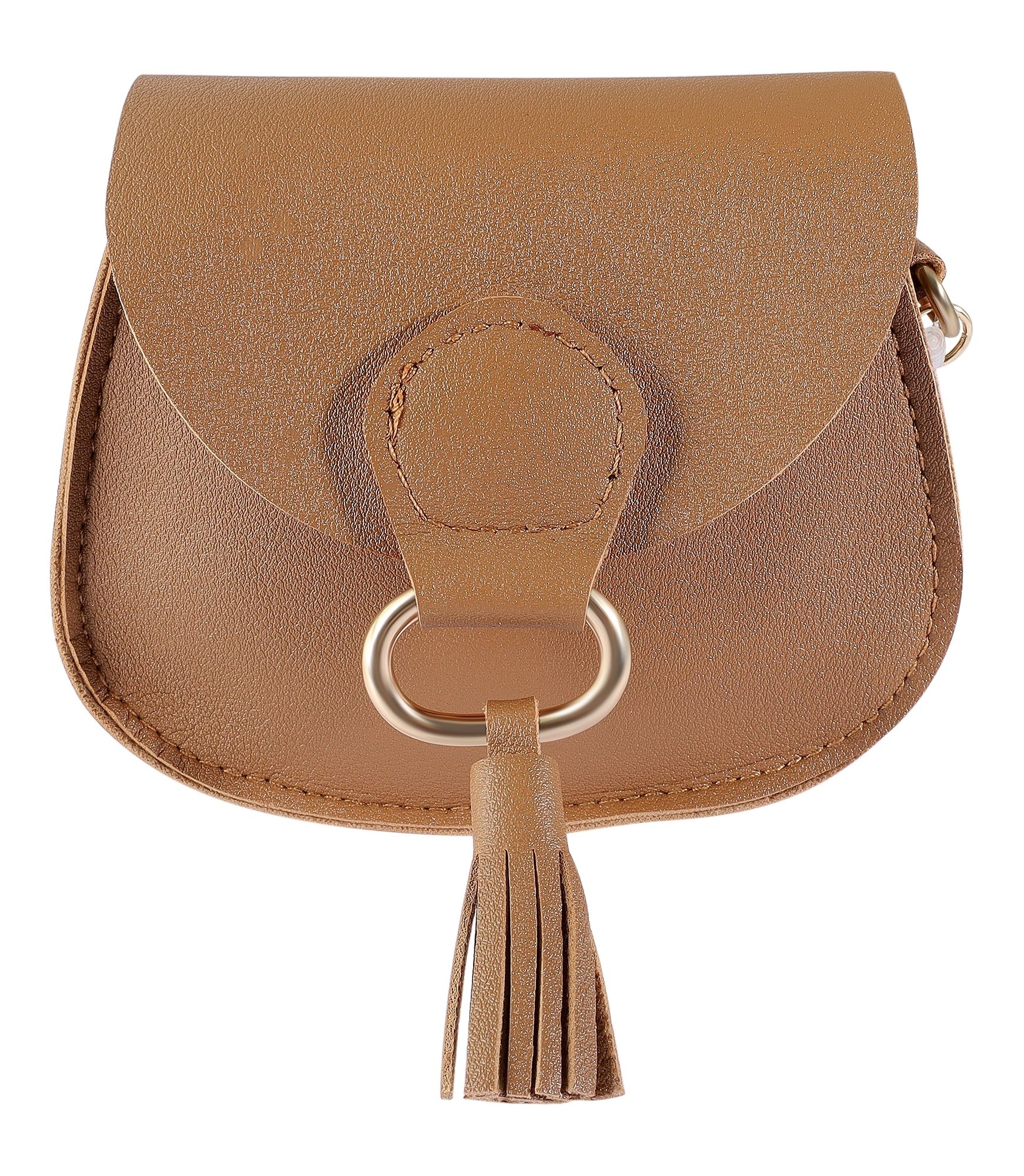 Mini-Tasche mit Karabinerhaken, Lederimitat, braun